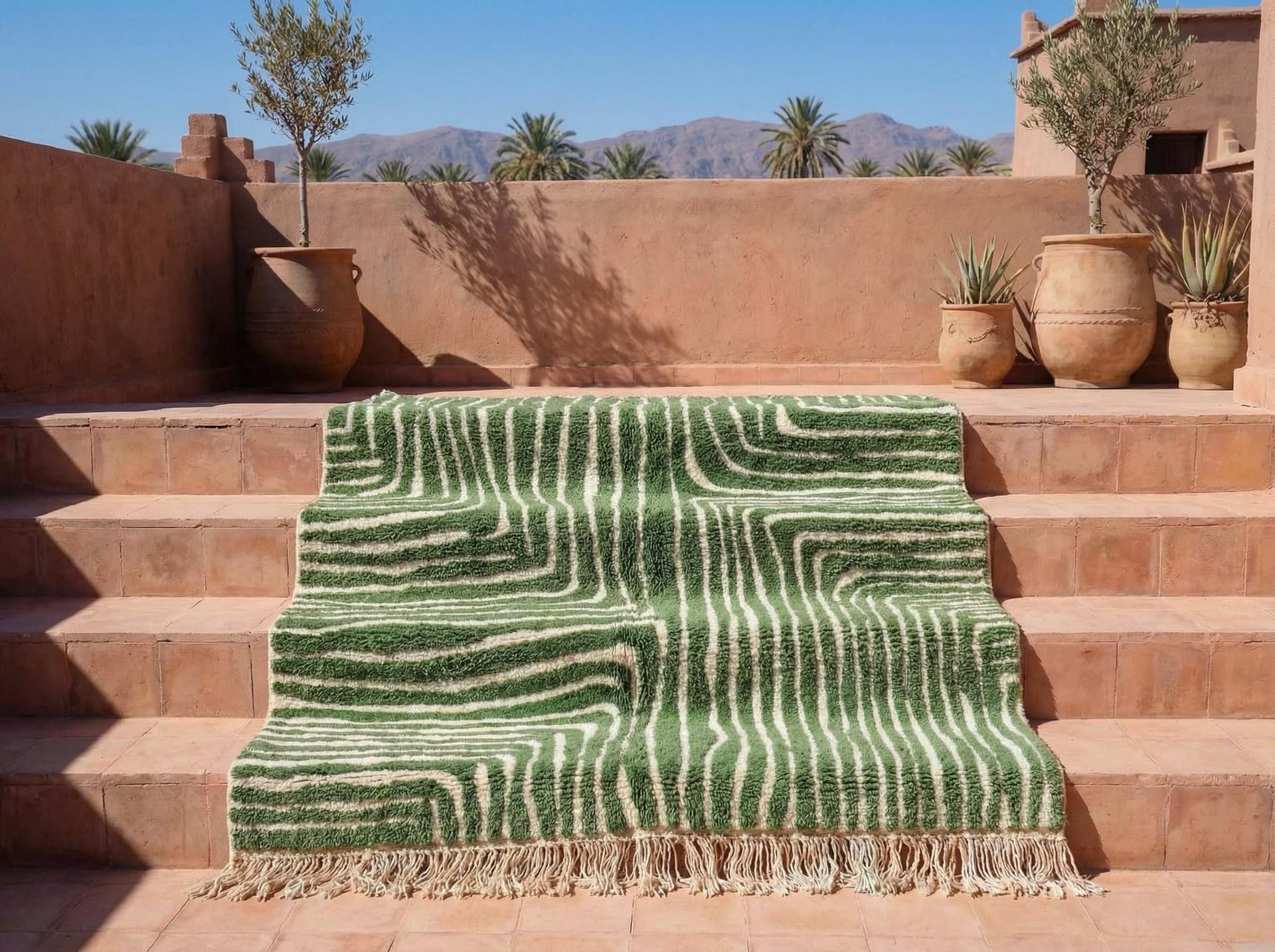 Green Contour Abstract Rug