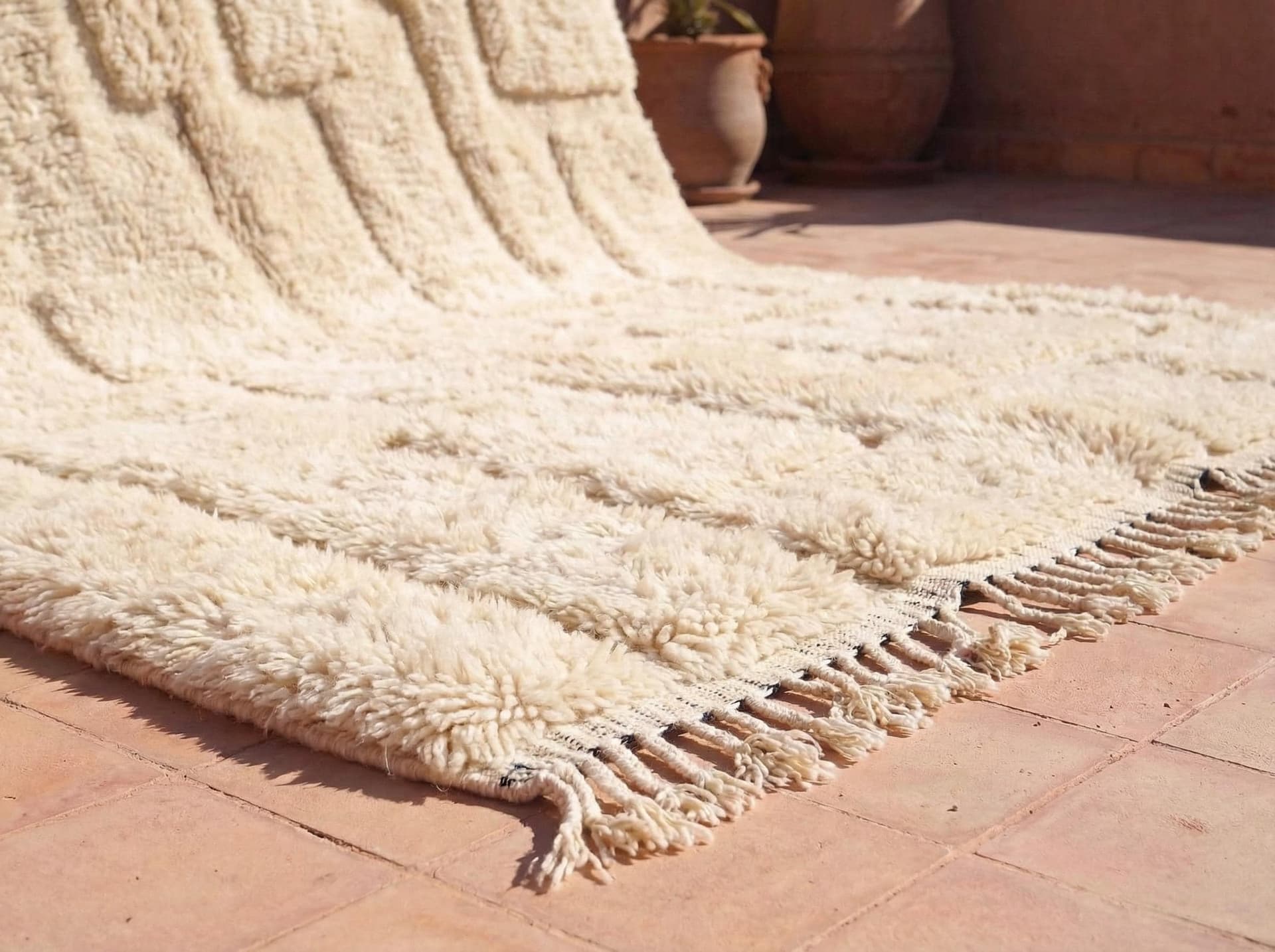 Ivory Grid Textured Rug