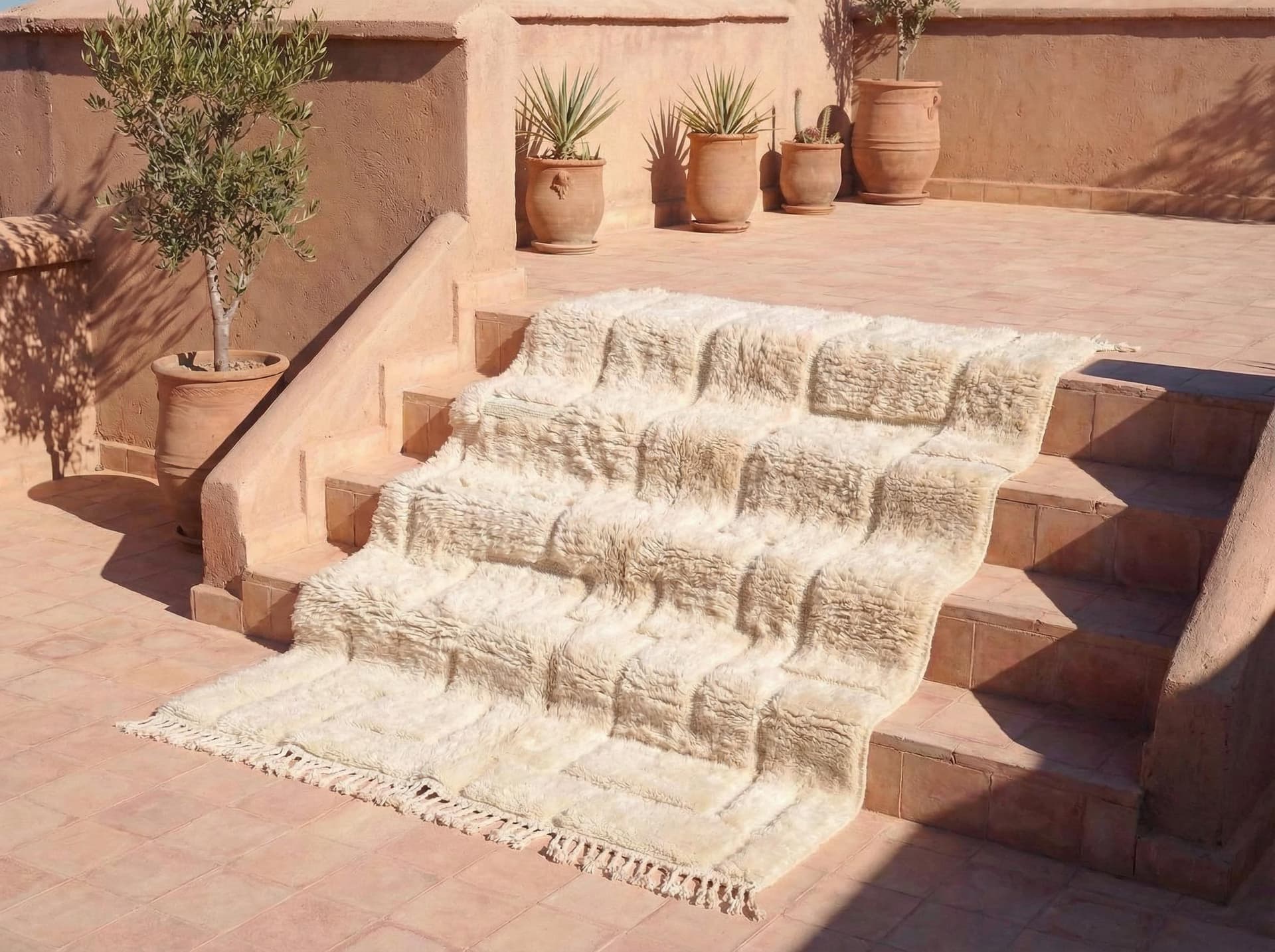 Ivory Grid Textured Rug