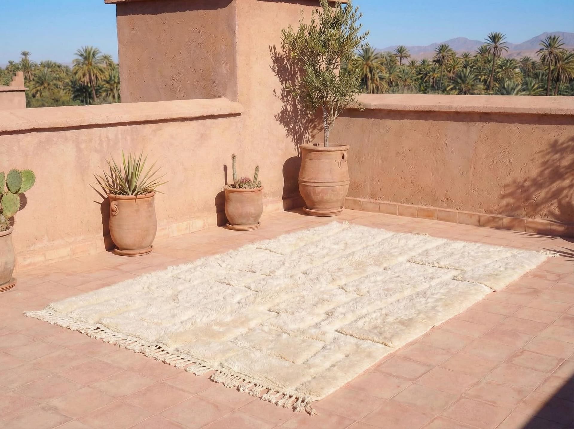 Ivory Grid Textured Rug
