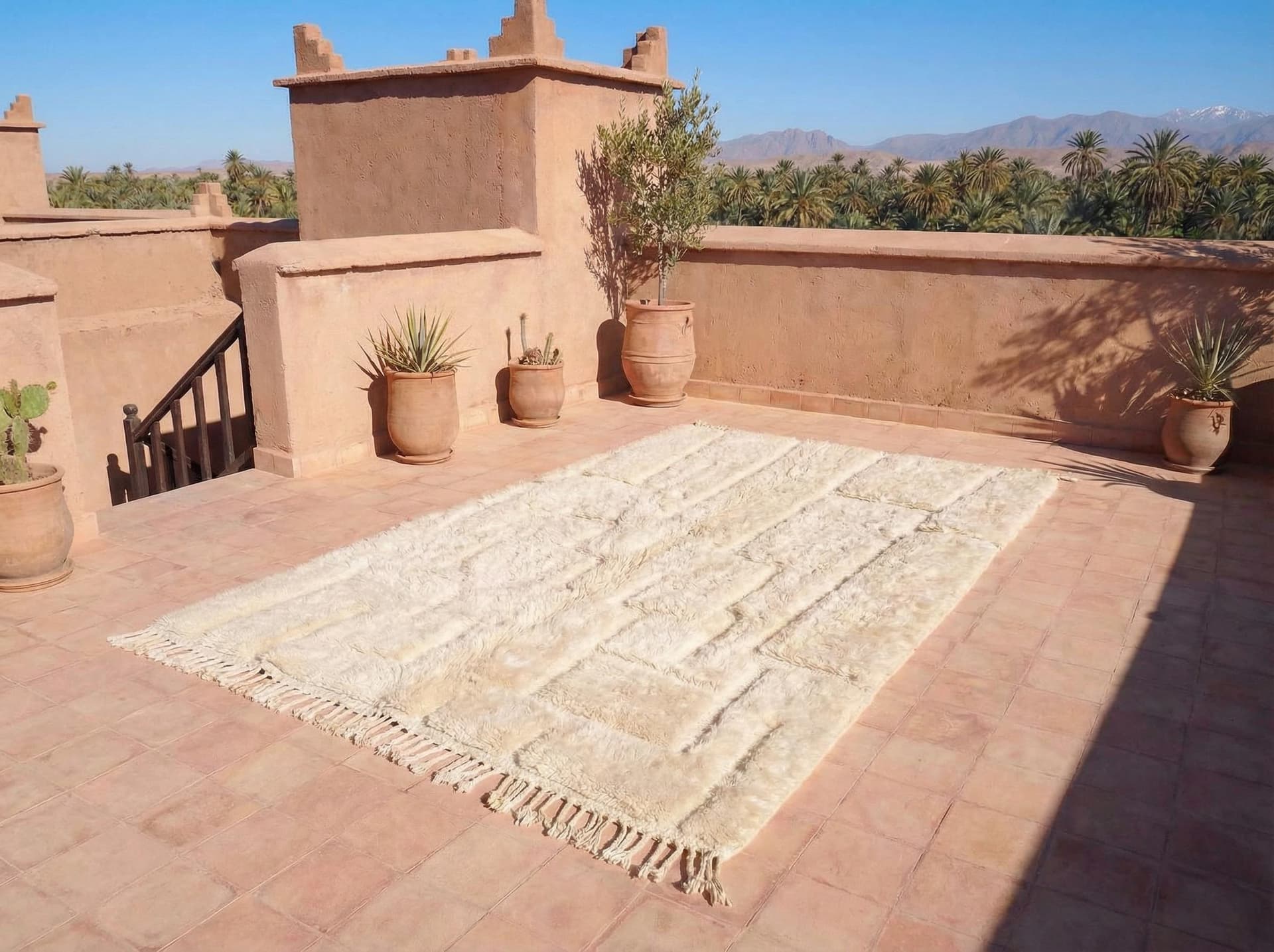 Ivory Grid Textured Rug
