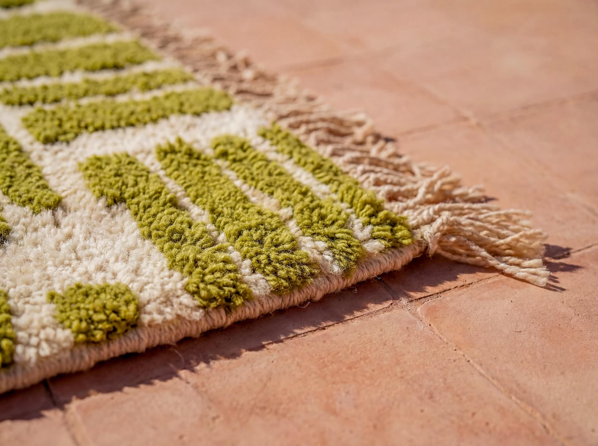 Olive Brushstroke Geometric Rug