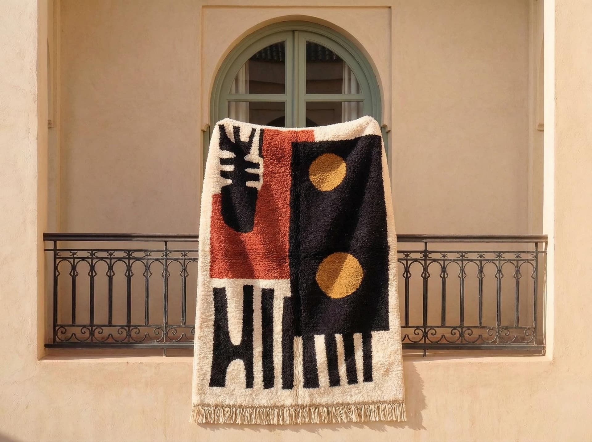 Black Circle Abstract Rug