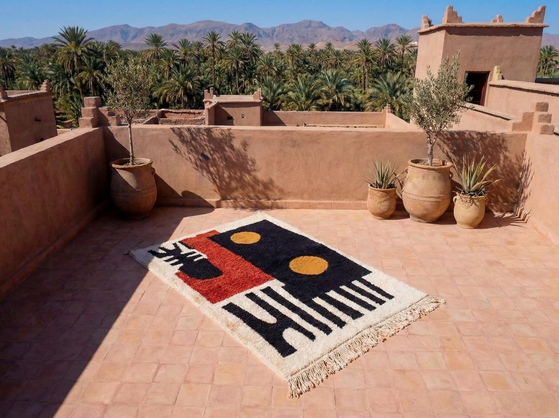 Black Circle Abstract Rug