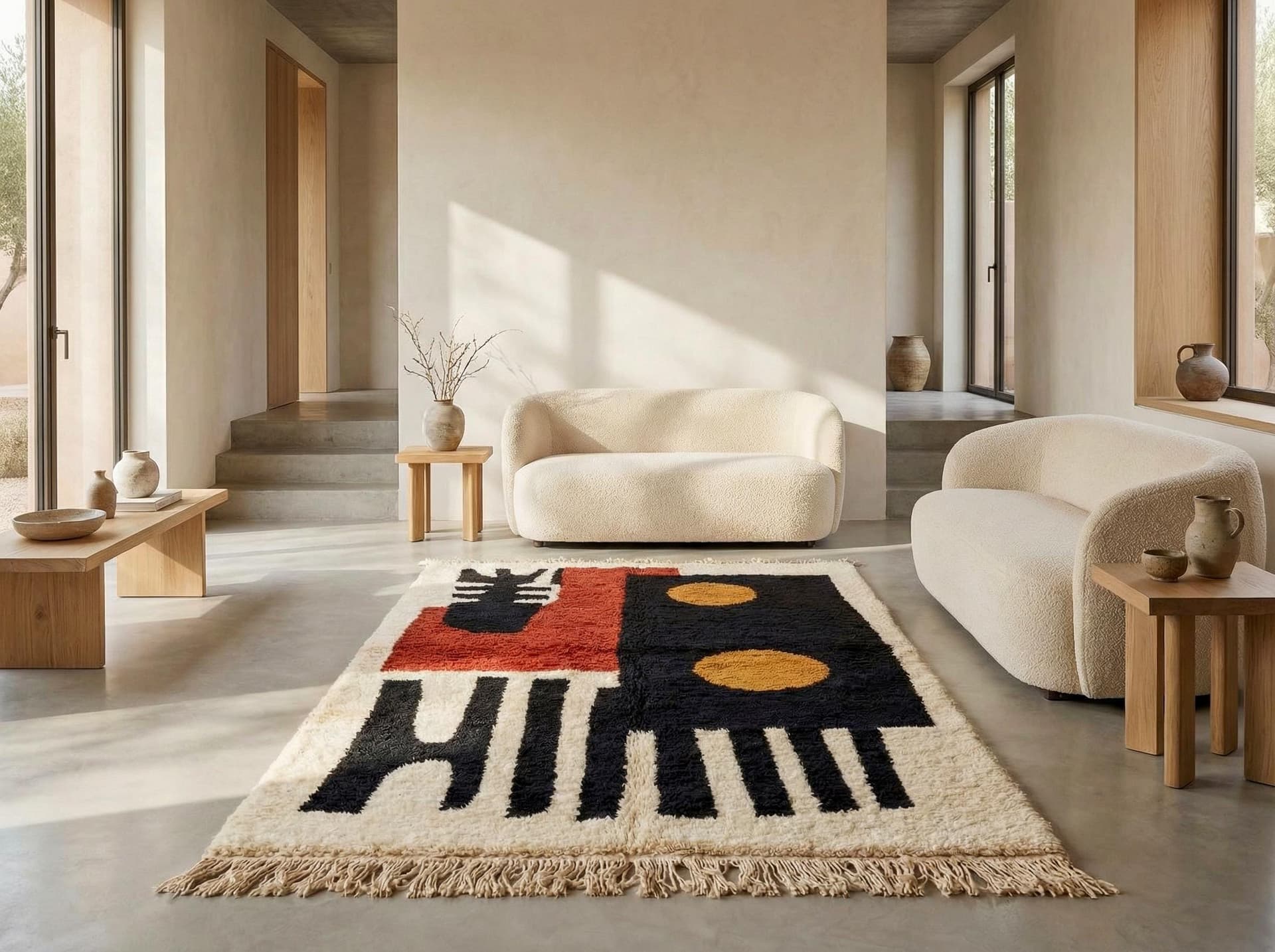 Black Circle Abstract Rug