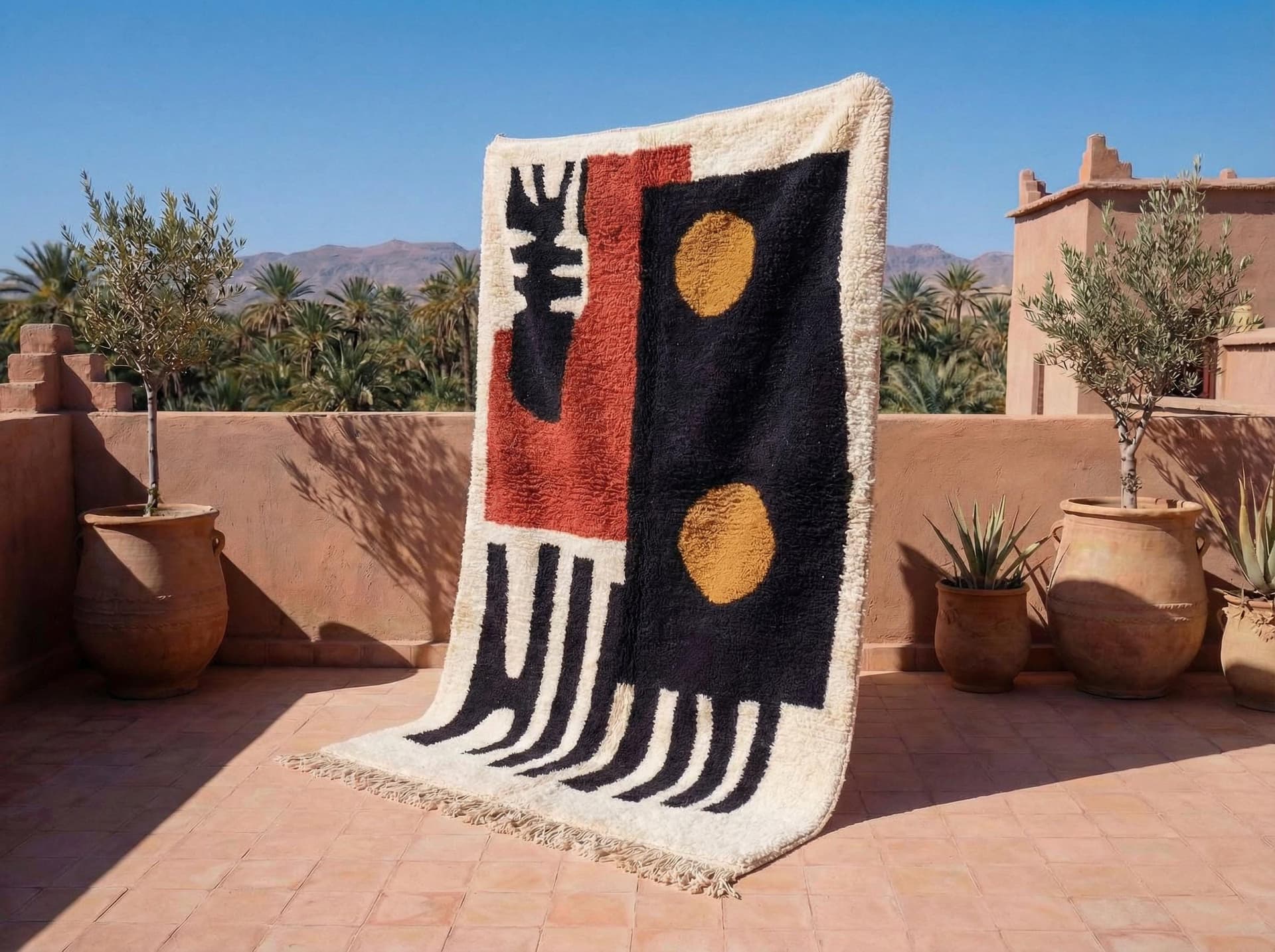 Black Circle Abstract Rug