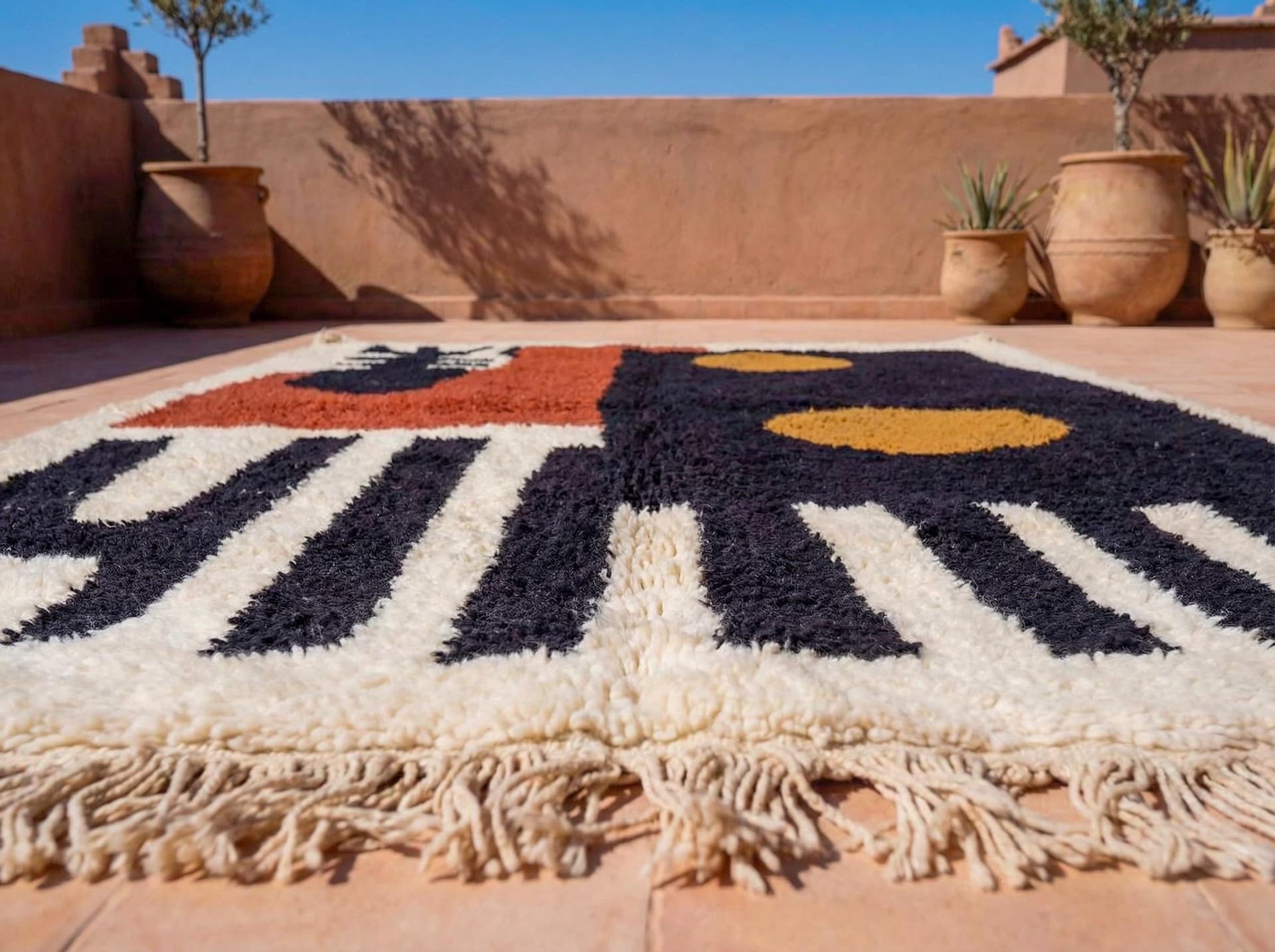Black Circle Abstract Rug