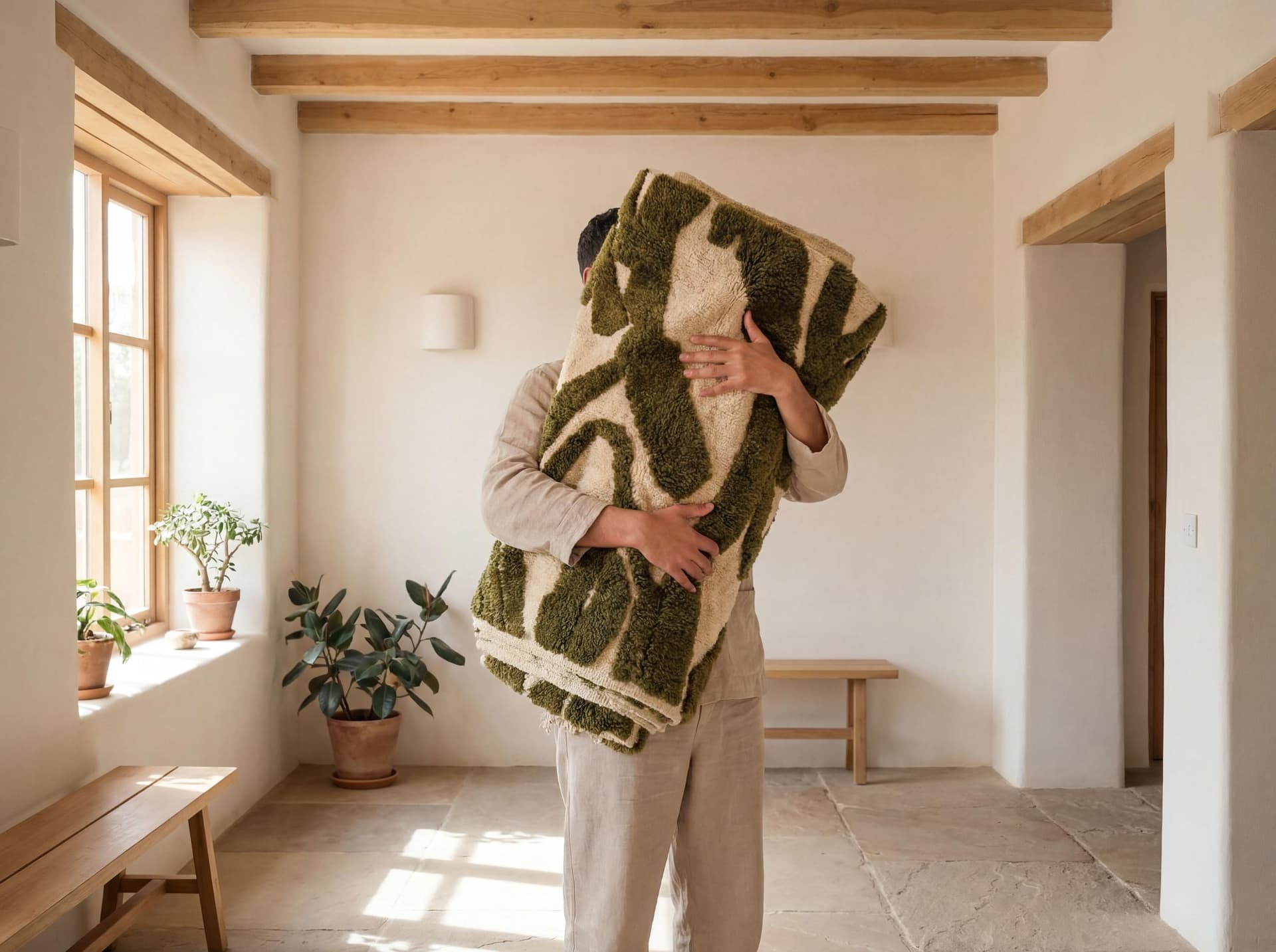 Olive Sculpted Abstract Rug