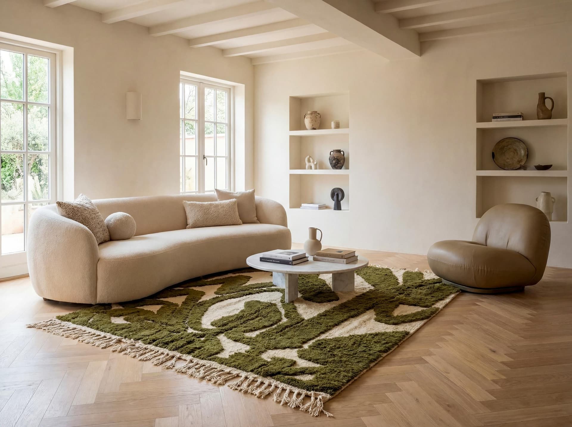 Olive Sculpted Abstract Rug