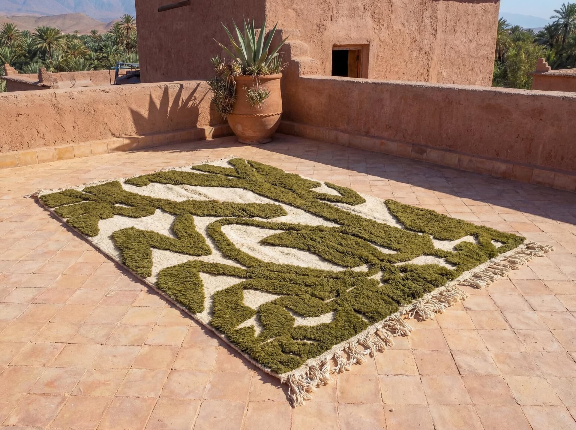 Olive Sculpted Abstract Rug
