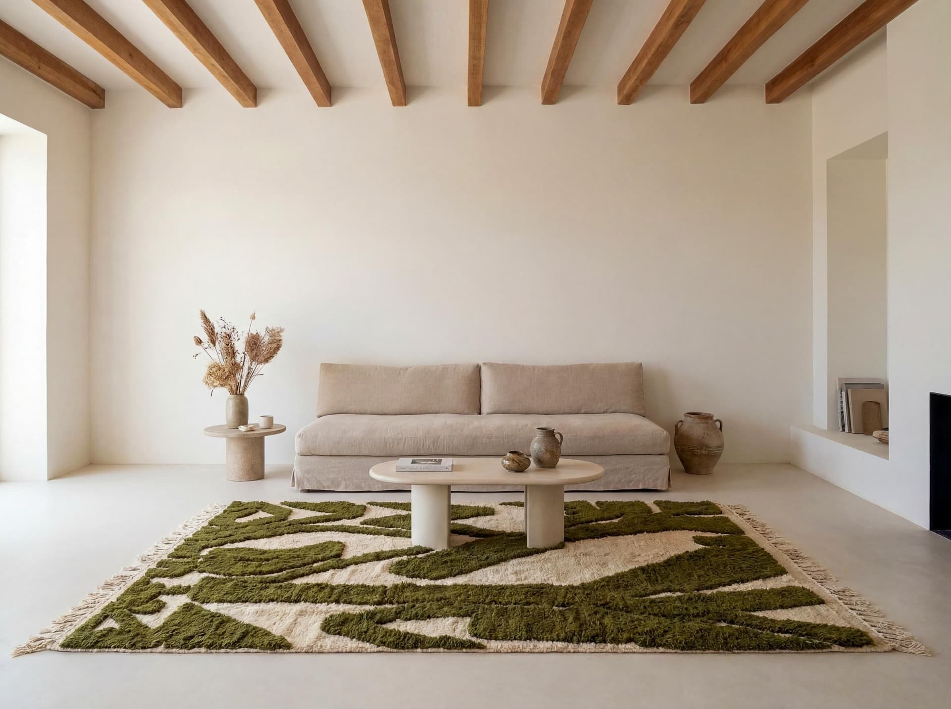 Olive Sculpted Abstract Rug