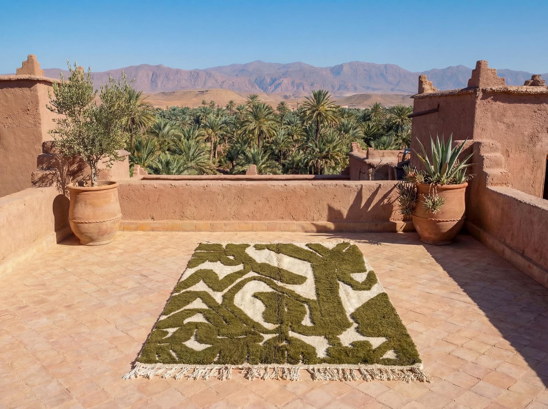 Olive Sculpted Abstract Rug