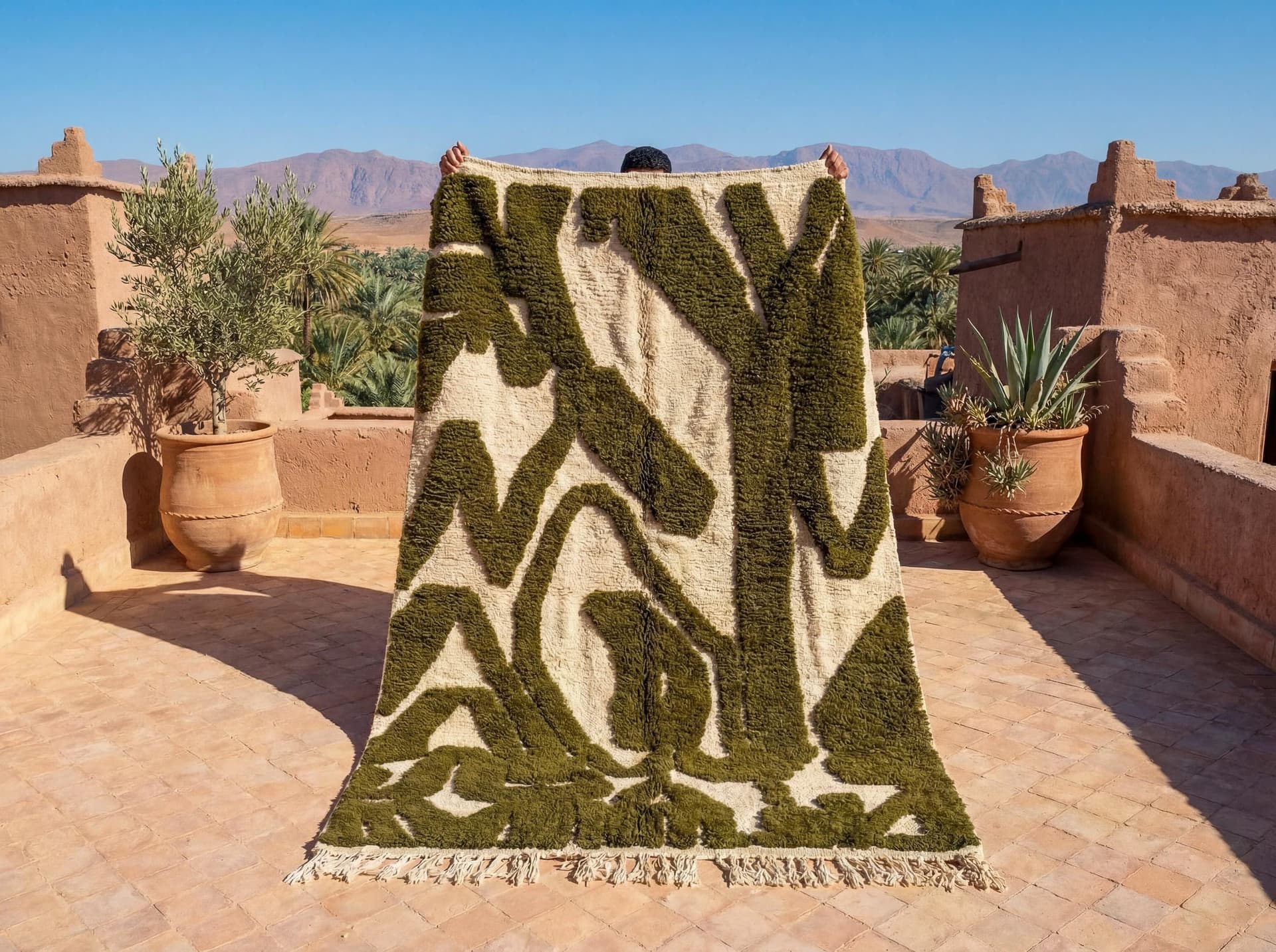 Olive Sculpted Abstract Rug