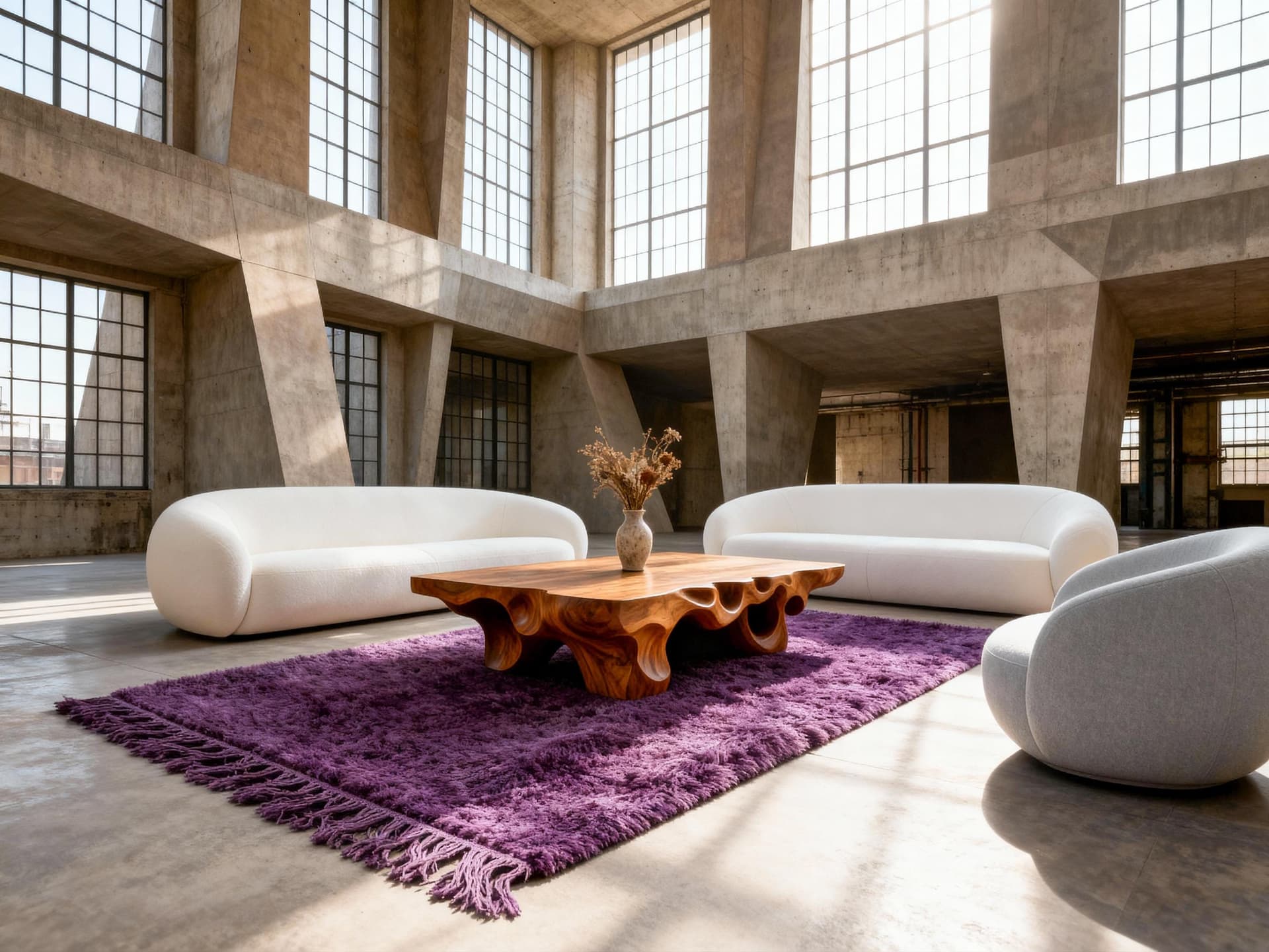 Purple Fringed Shag Rug