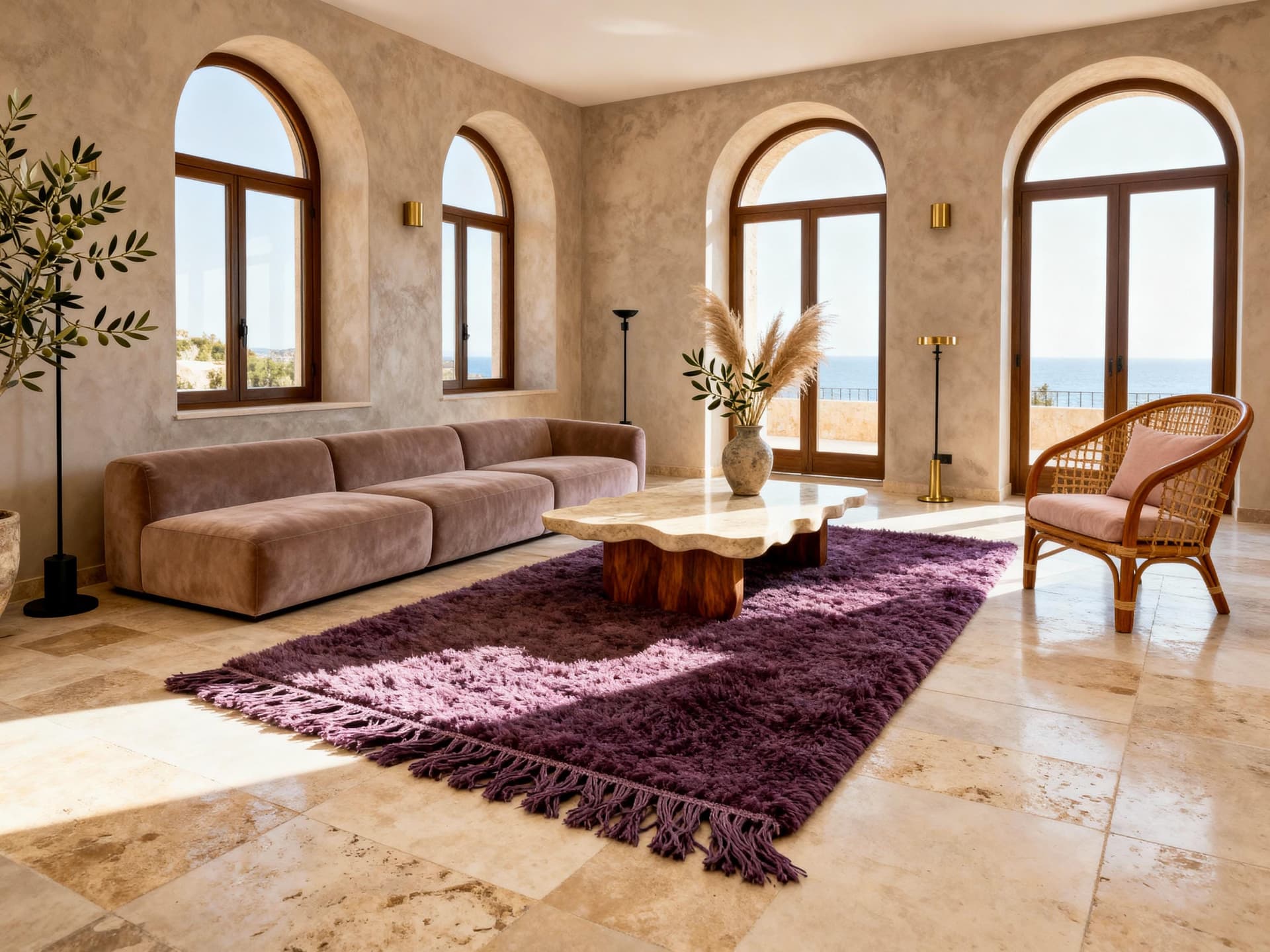 Purple Fringed Shag Rug