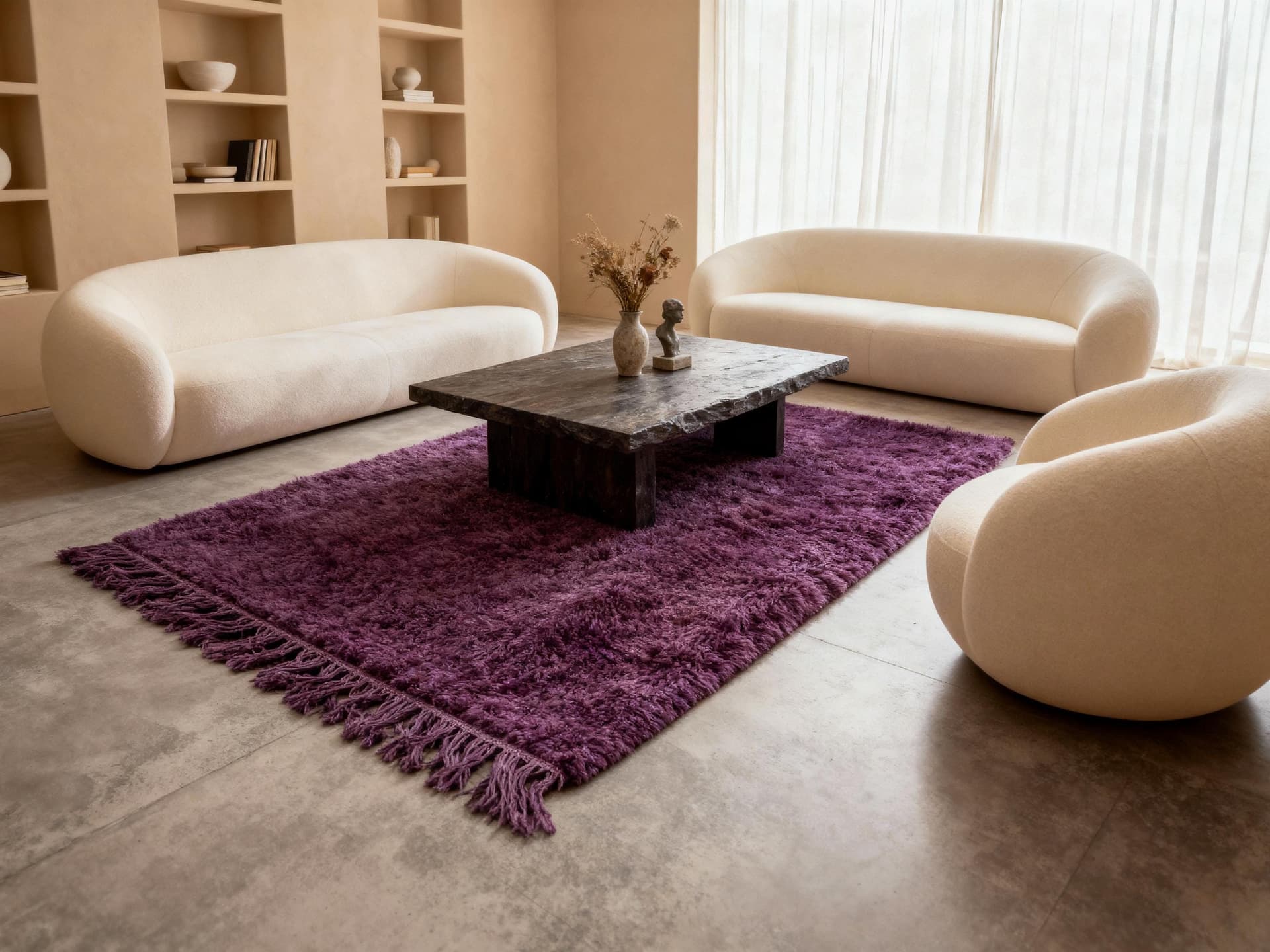 Purple Fringed Shag Rug