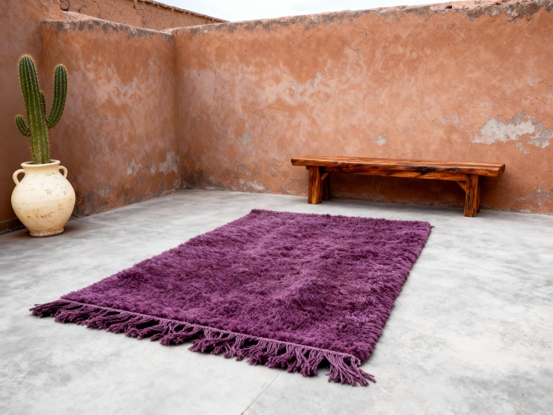 Purple Fringed Shag Rug