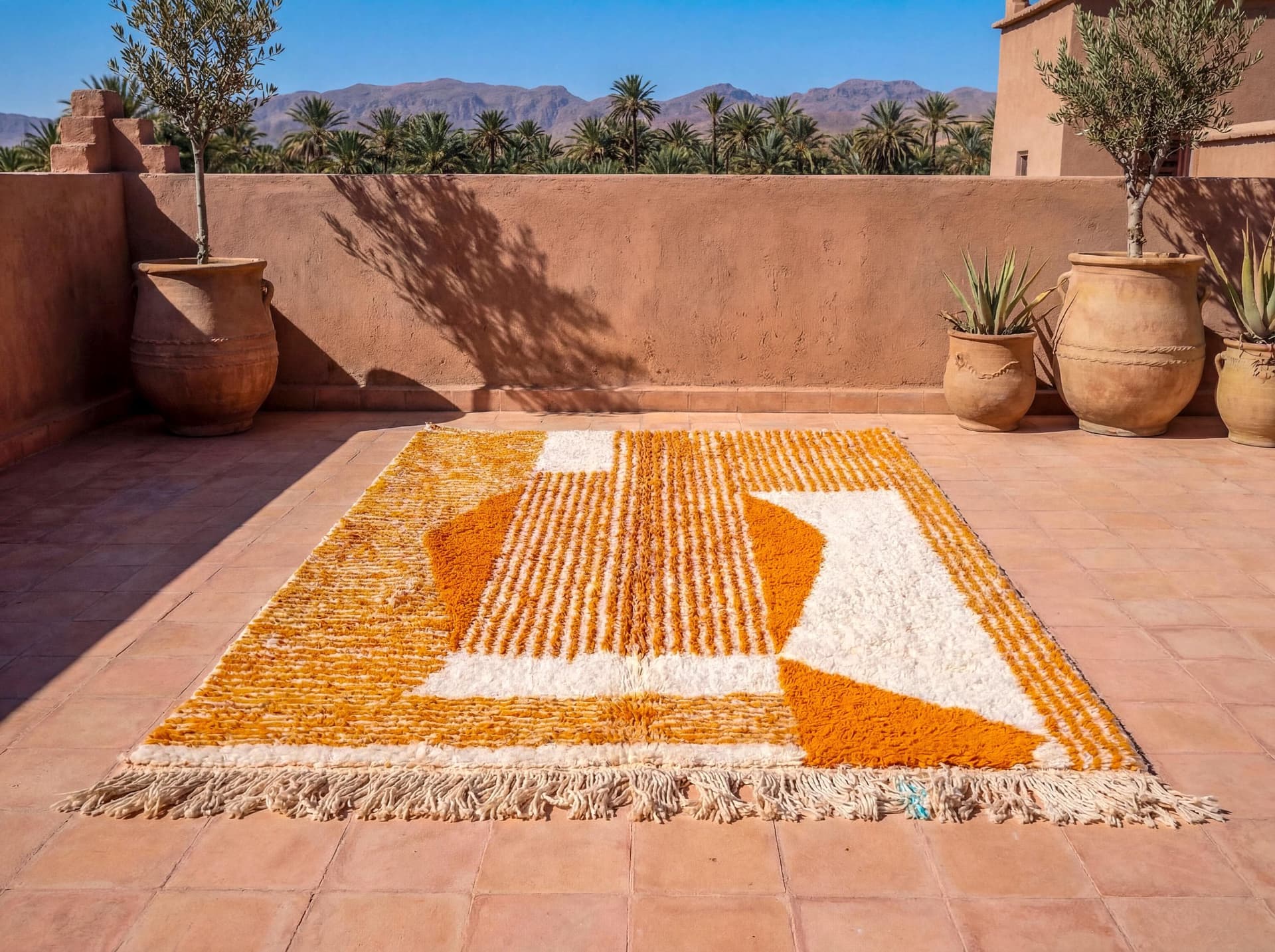 Orange Abstract Beni Ourain Rug