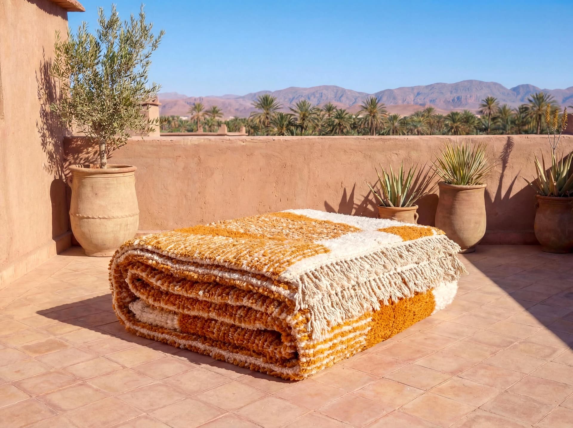 Orange Abstract Beni Ourain Rug
