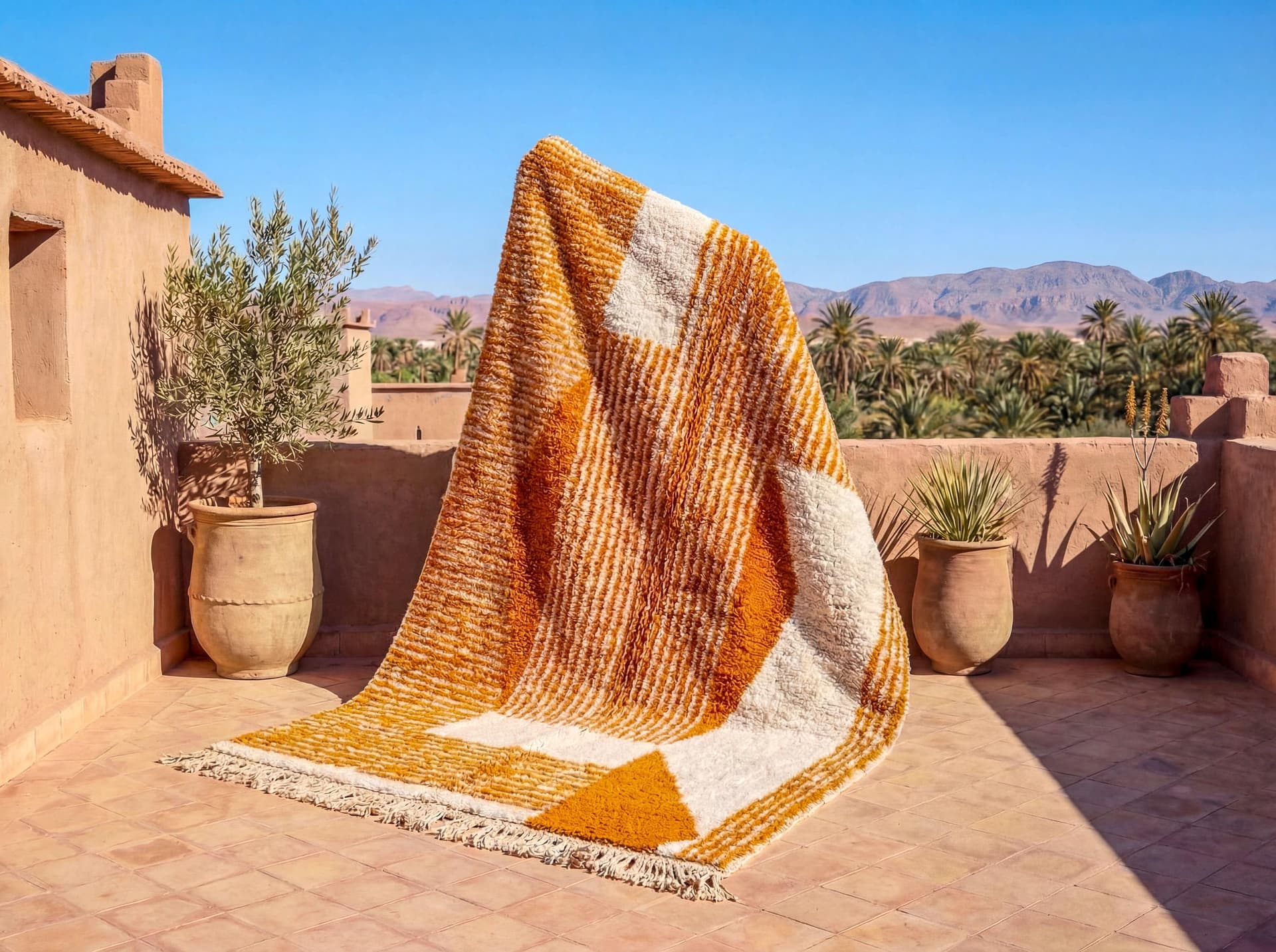Orange Abstract Beni Ourain Rug