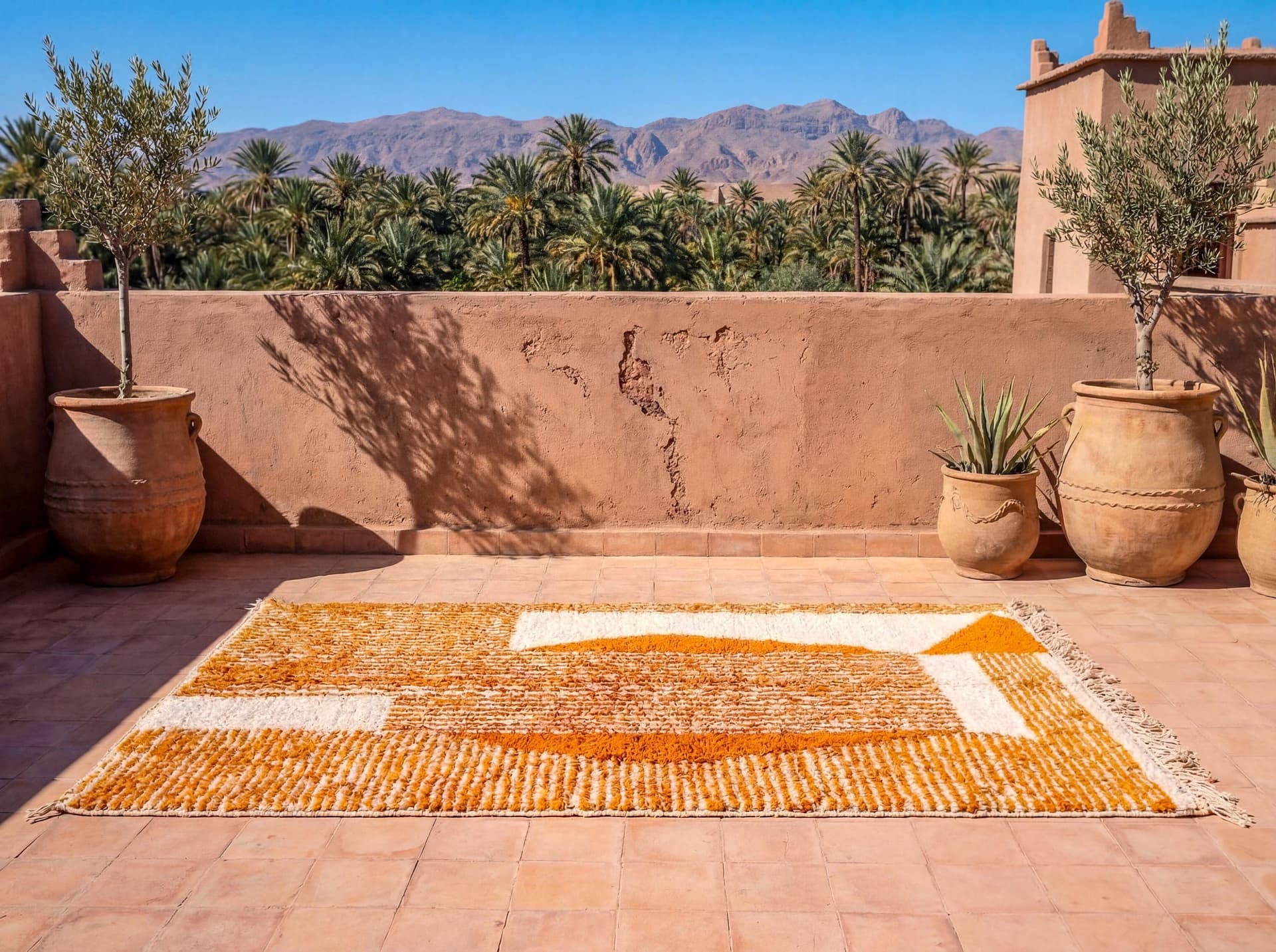 Orange Abstract Beni Ourain Rug