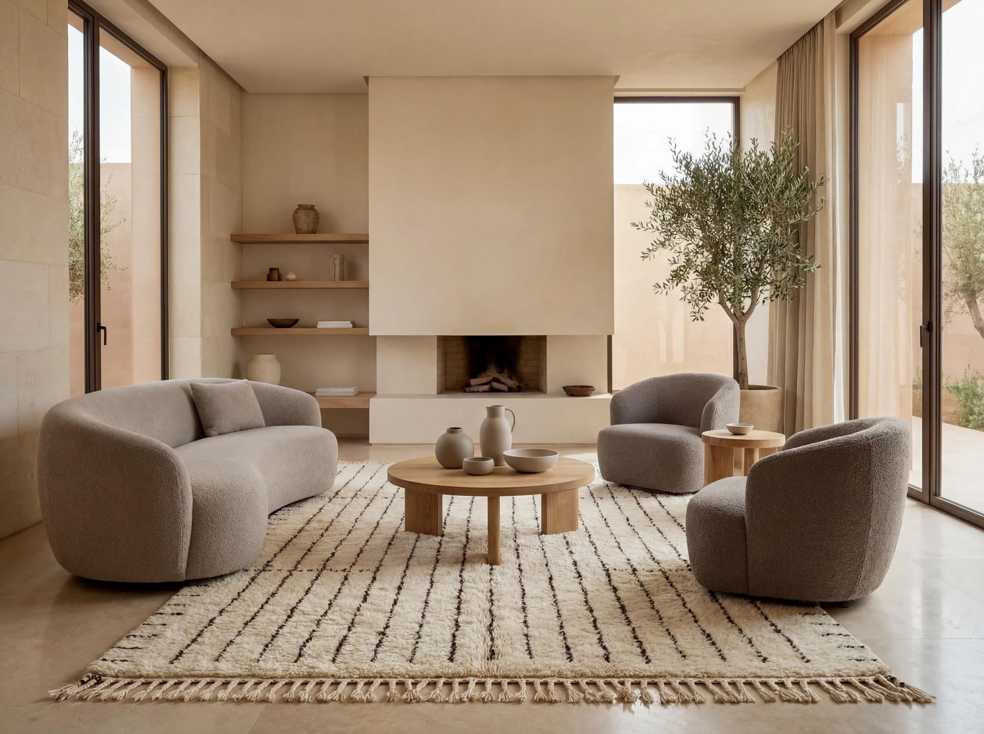 Ivory Vertical Stripe Rug