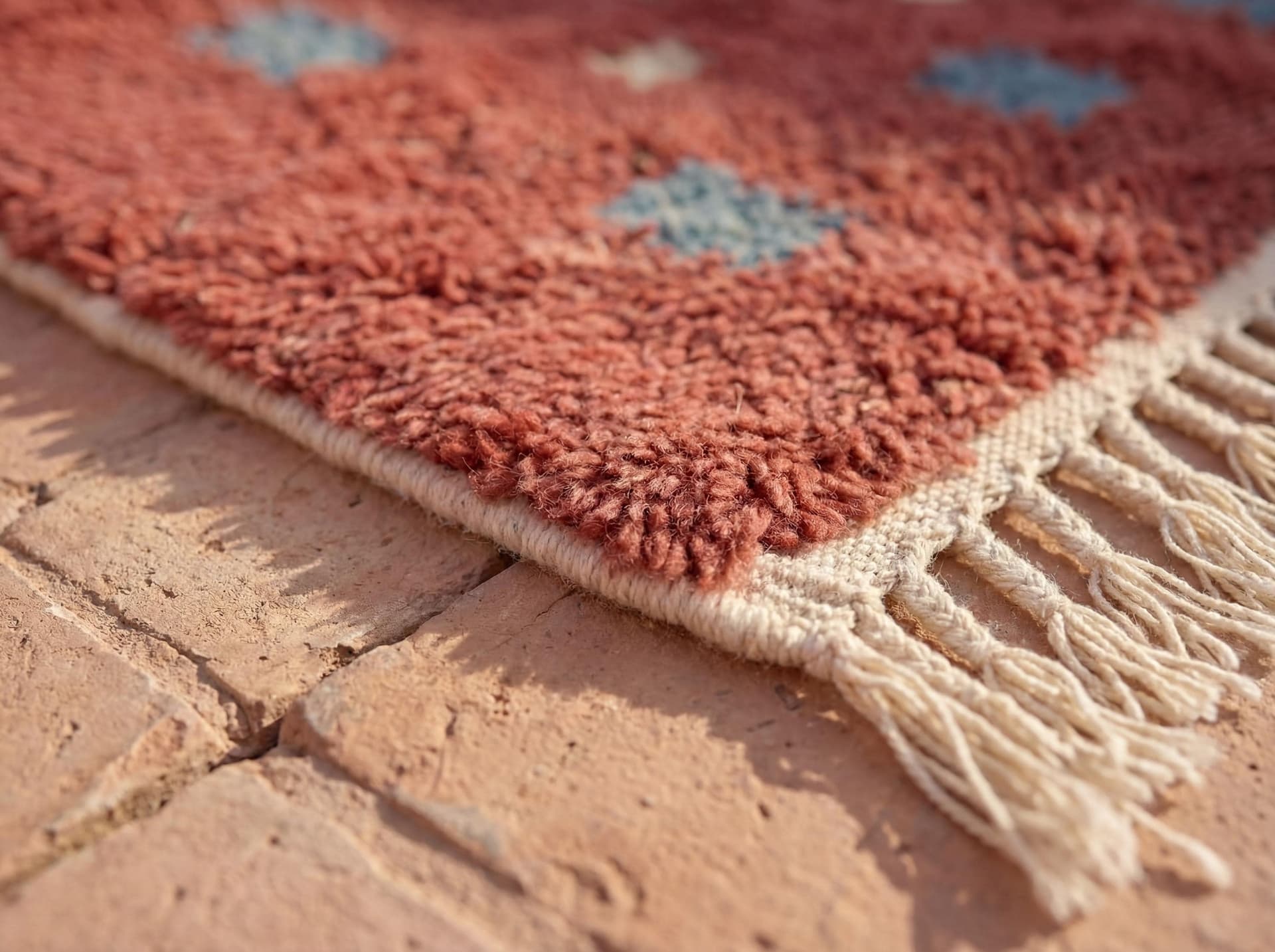 Red Blue Grid Rug