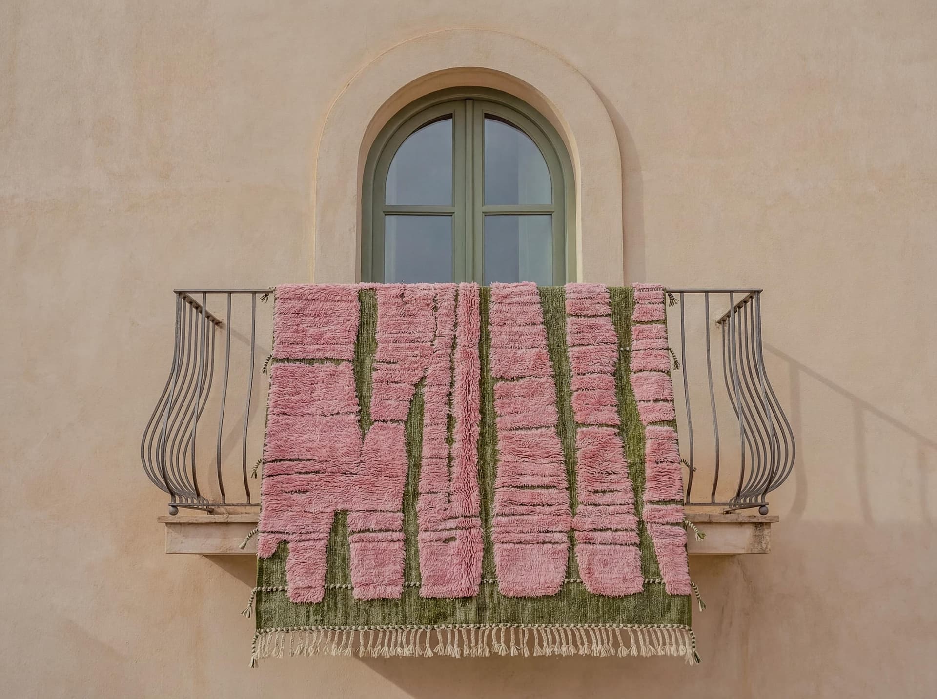 Pink Green Patchwork Rug