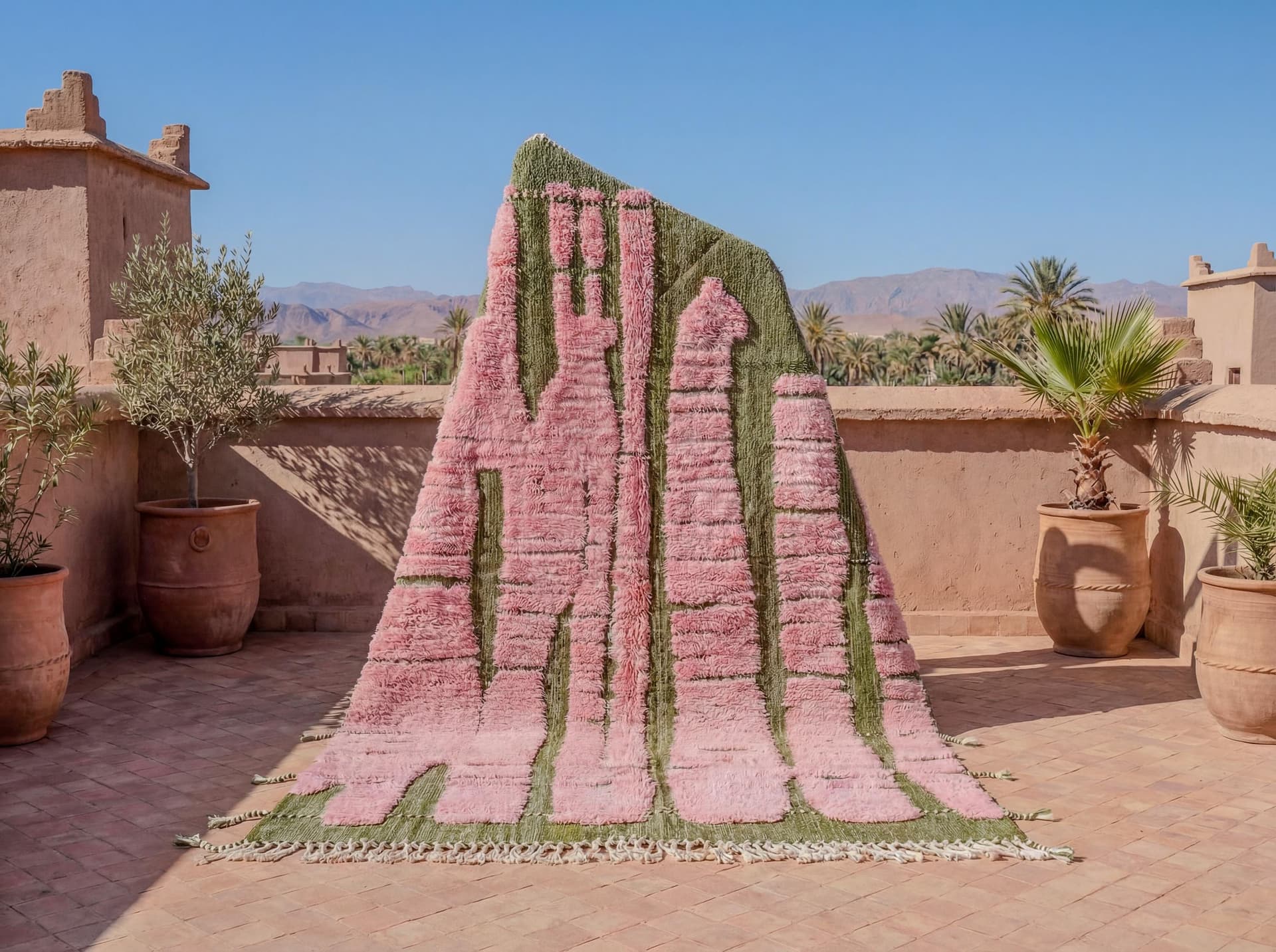 Pink Green Patchwork Rug
