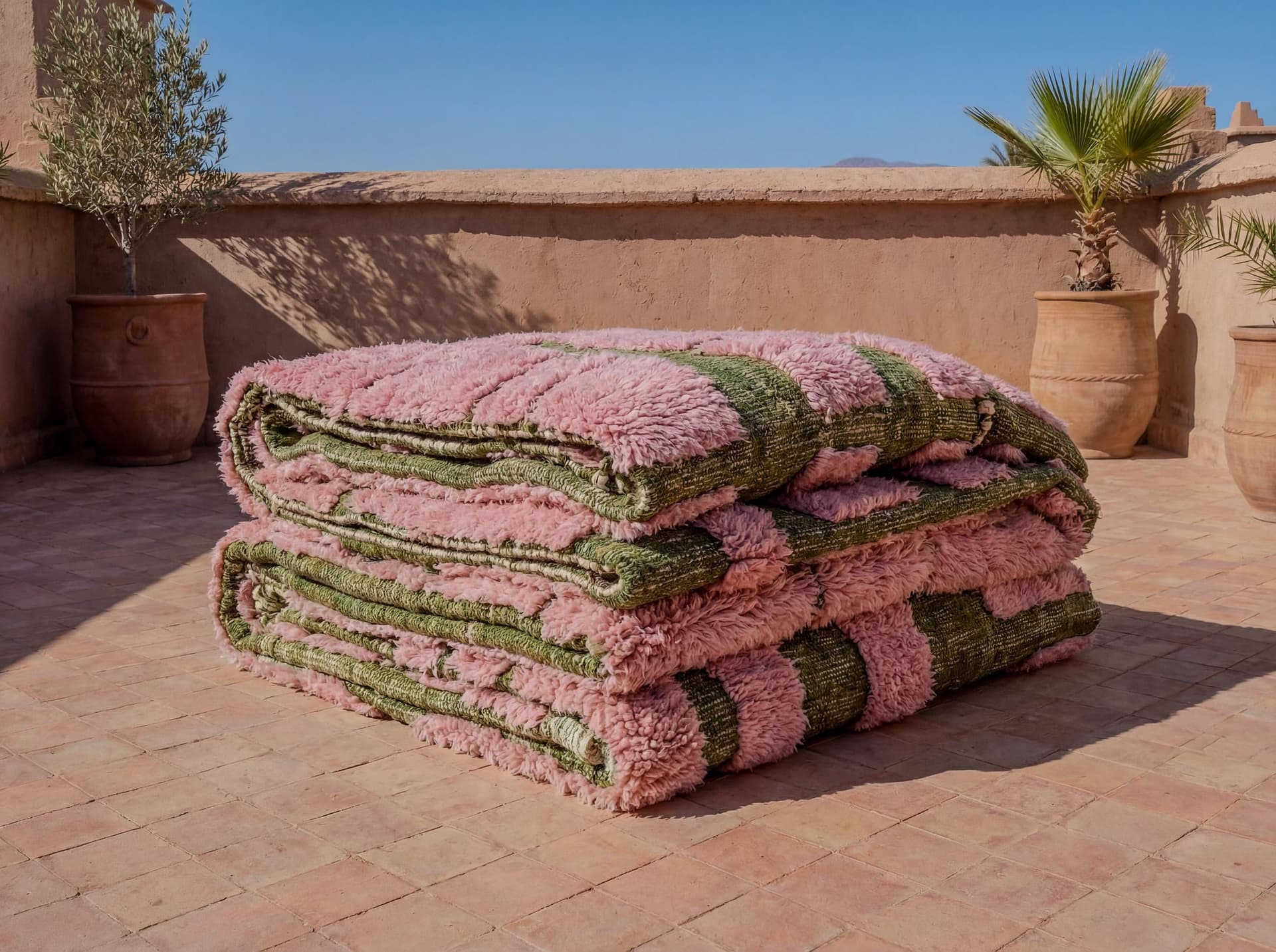 Pink Green Patchwork Rug