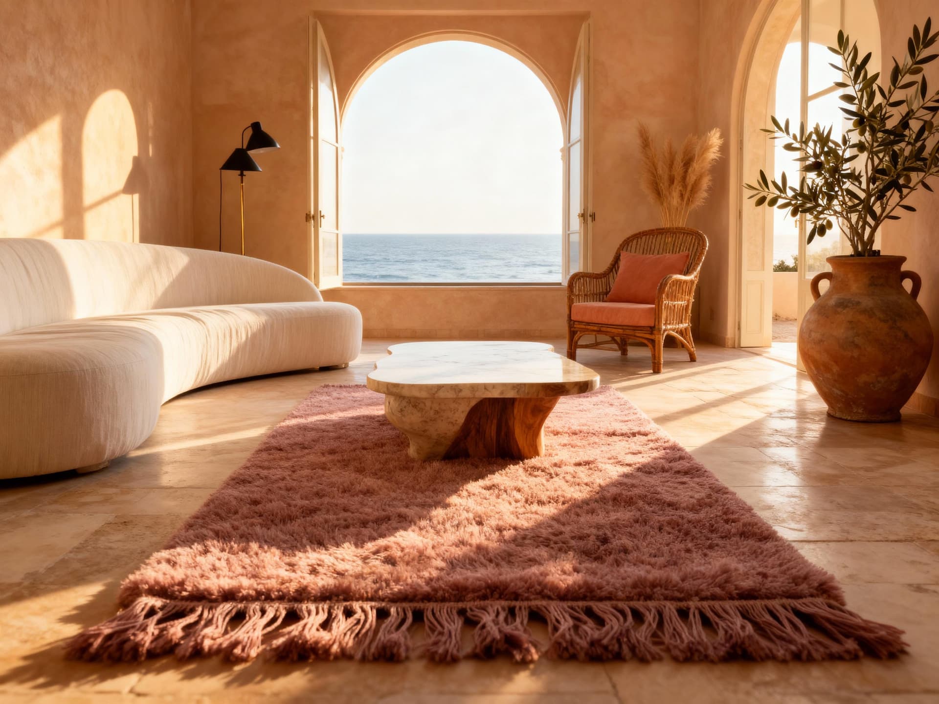 Dusty Pink Shag Beni Ourain Rug