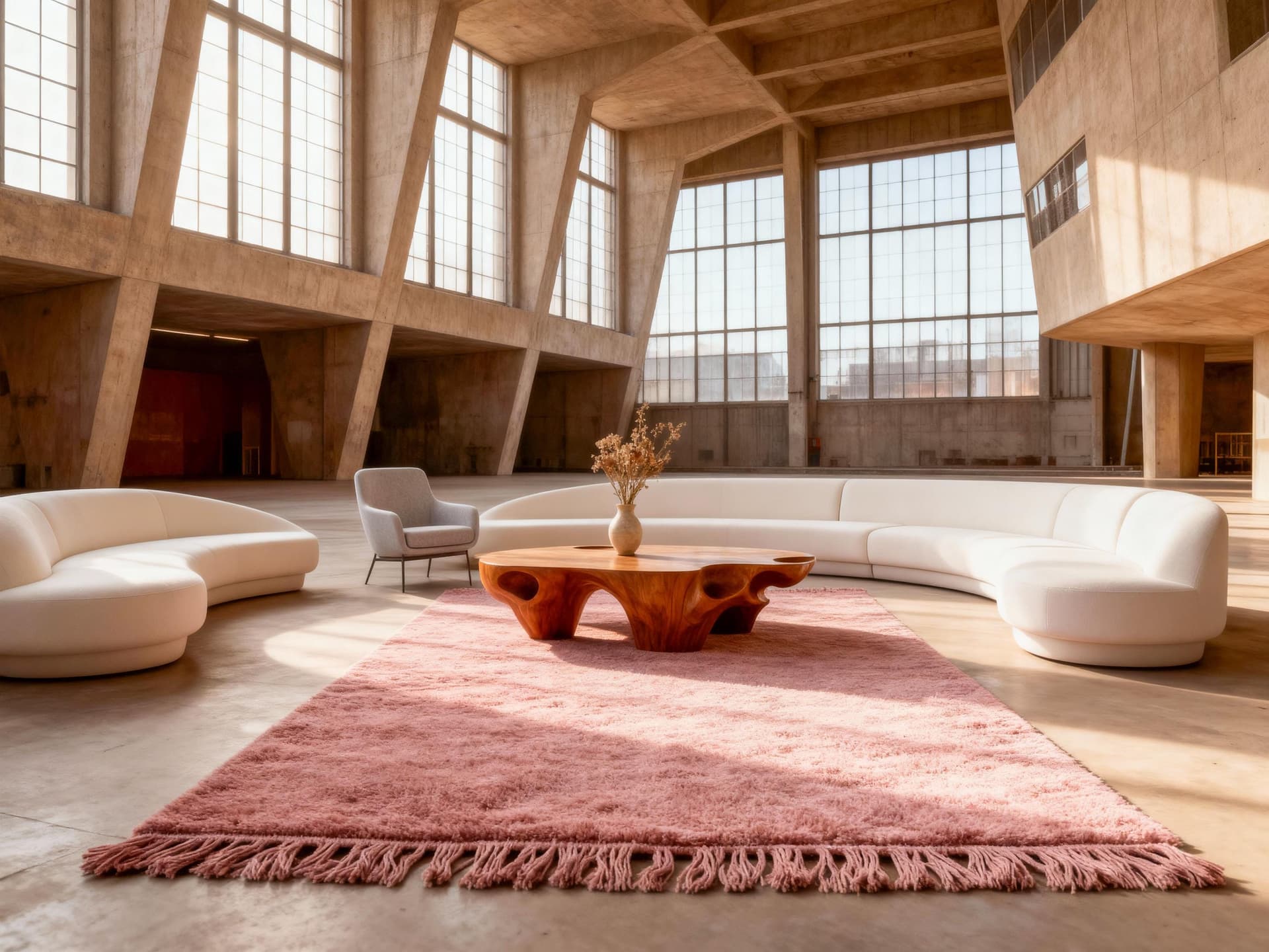 Dusty Pink Shag Beni Ourain Rug