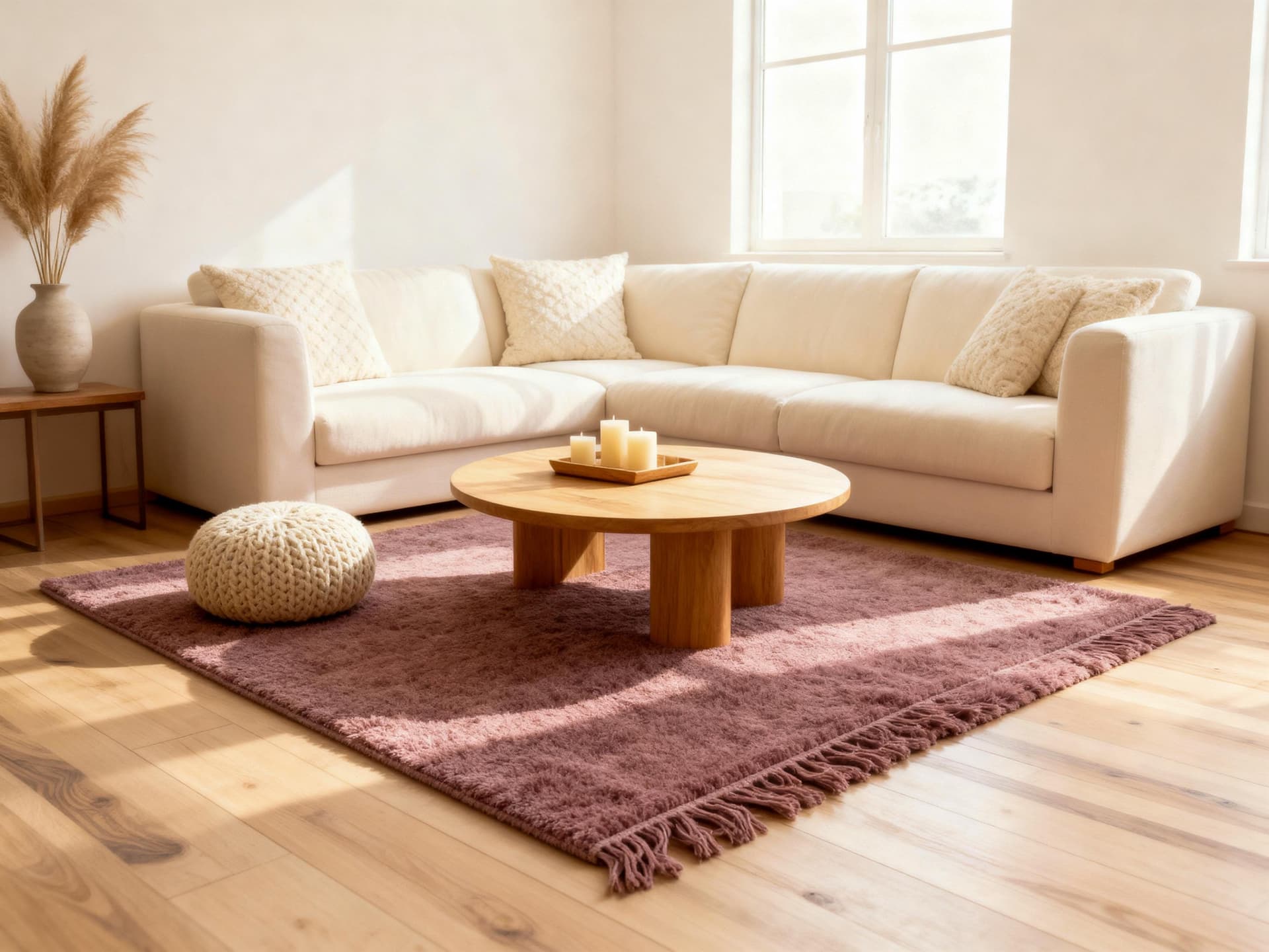 Dusty Pink Shag Beni Ourain Rug
