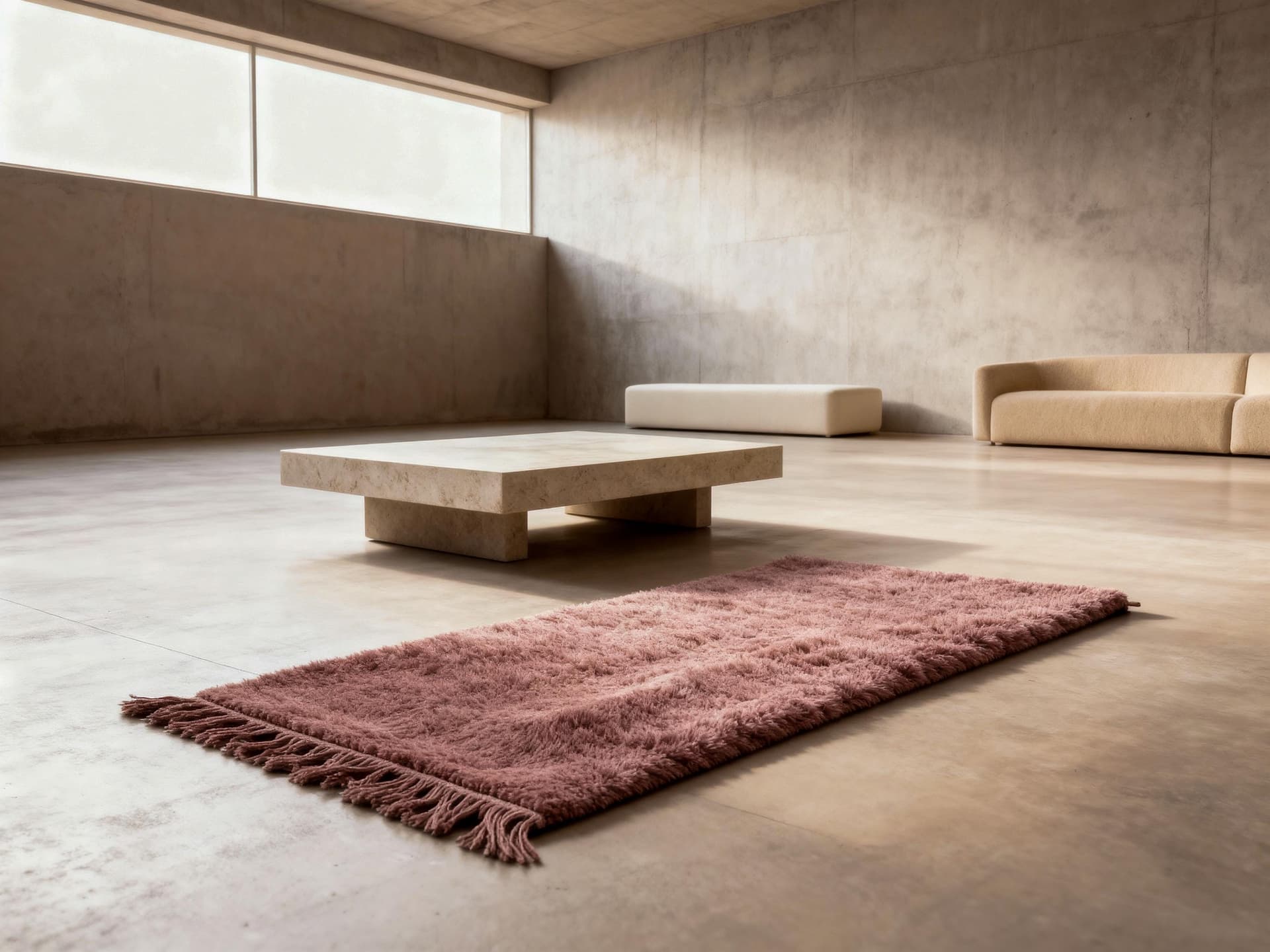 Dusty Pink Shag Beni Ourain Rug