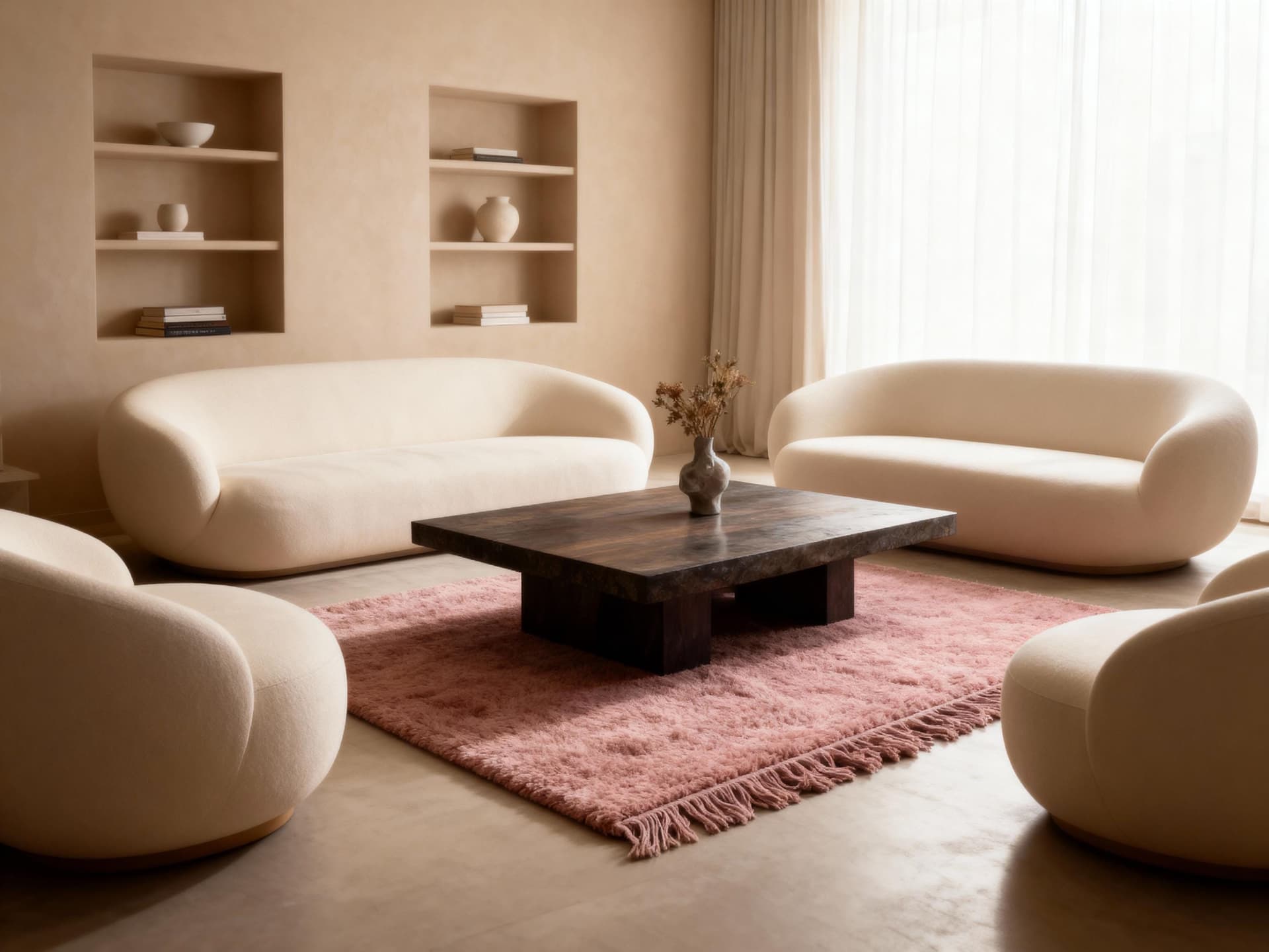Dusty Pink Shag Beni Ourain Rug