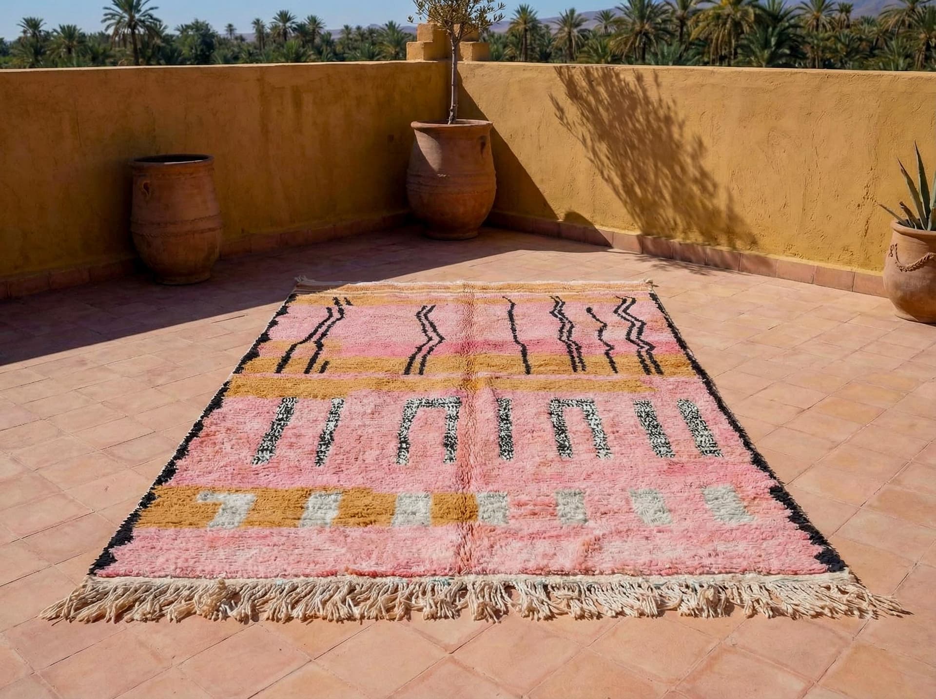 Pink Black Symbol Boujaad Rug
