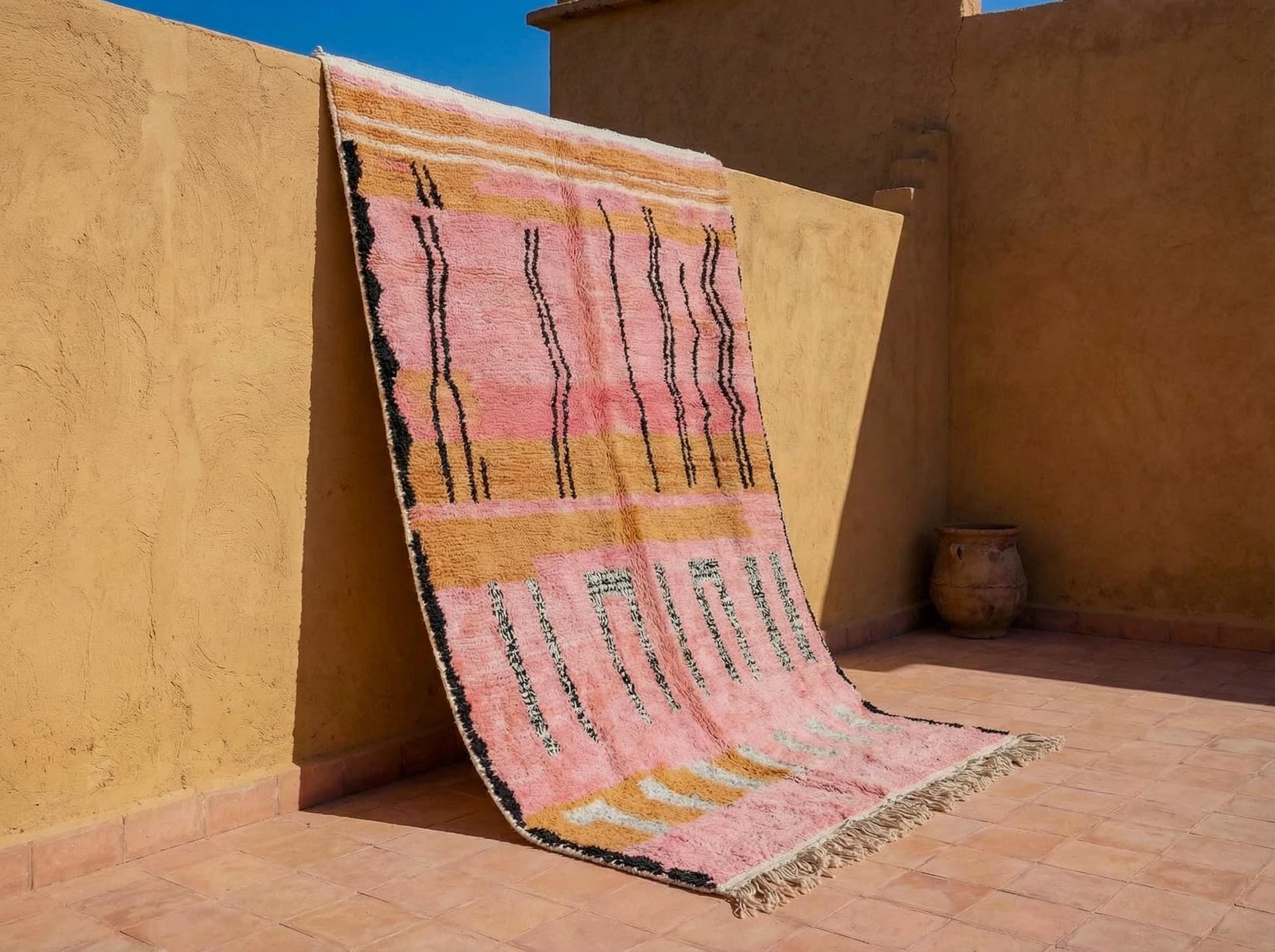 Pink Black Symbol Boujaad Rug