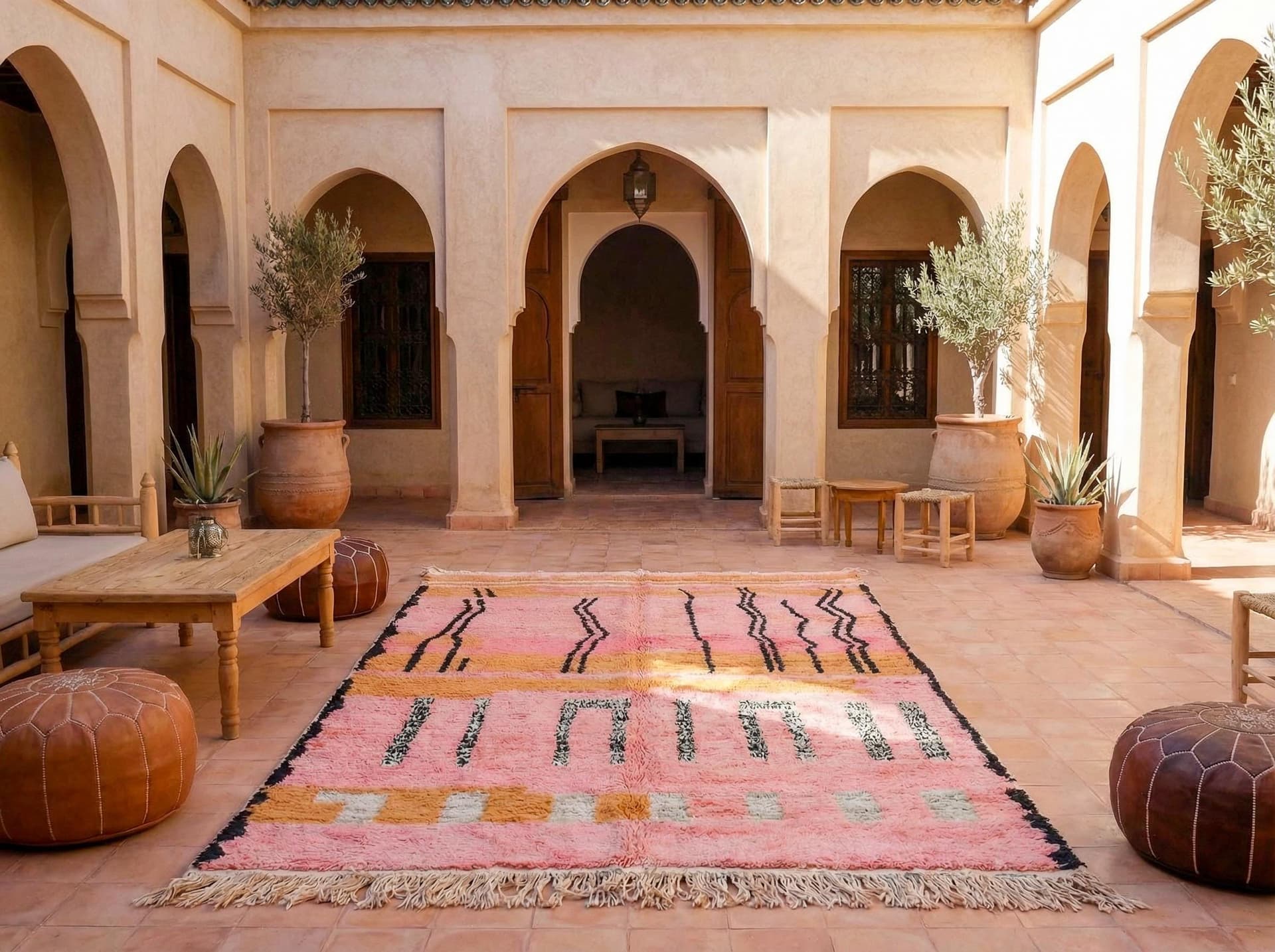 Pink Black Symbol Boujaad Rug