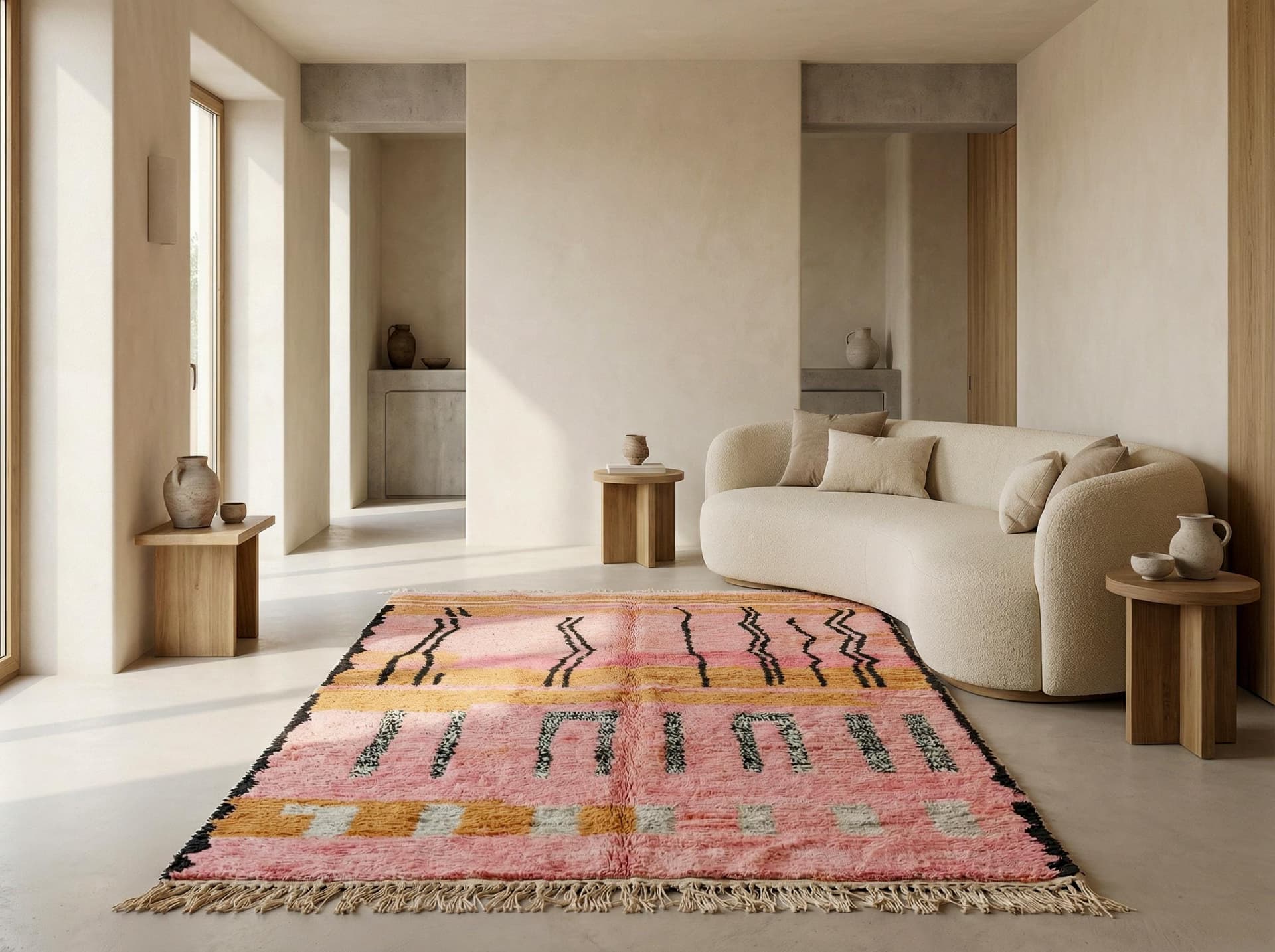 Pink Black Symbol Boujaad Rug