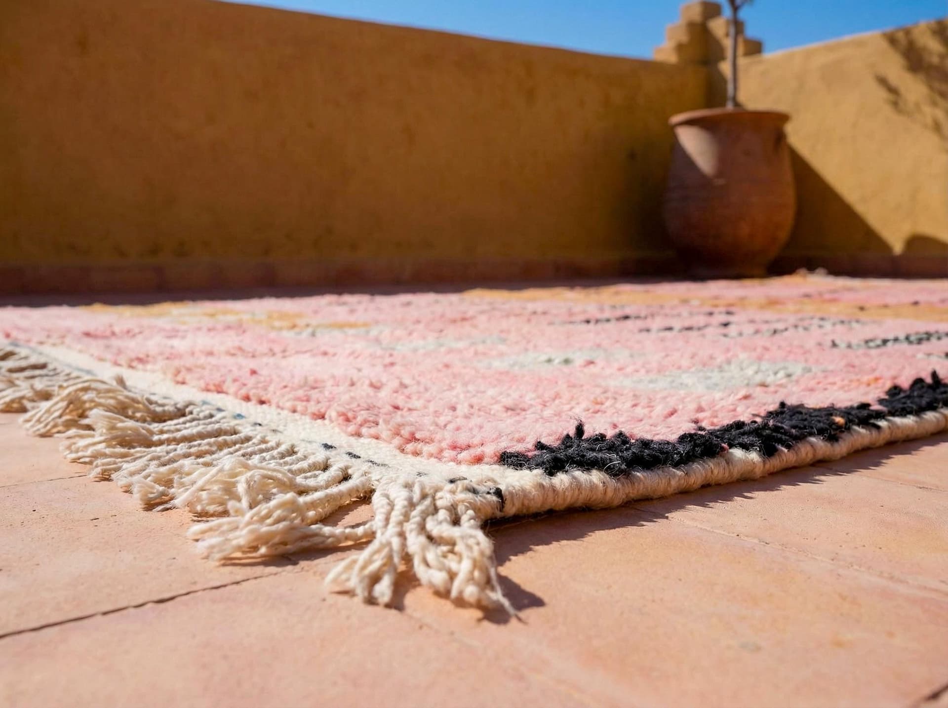 Pink Black Symbol Boujaad Rug