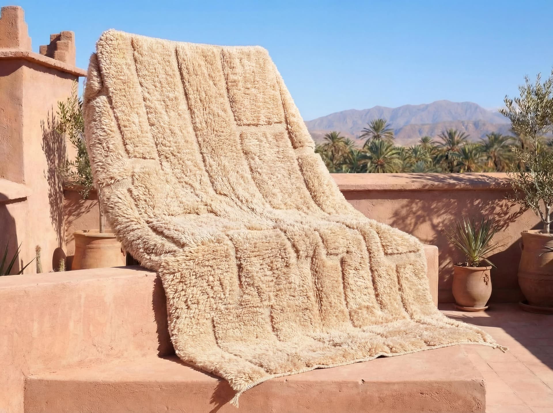 Ivory Sculpted Grid Rug