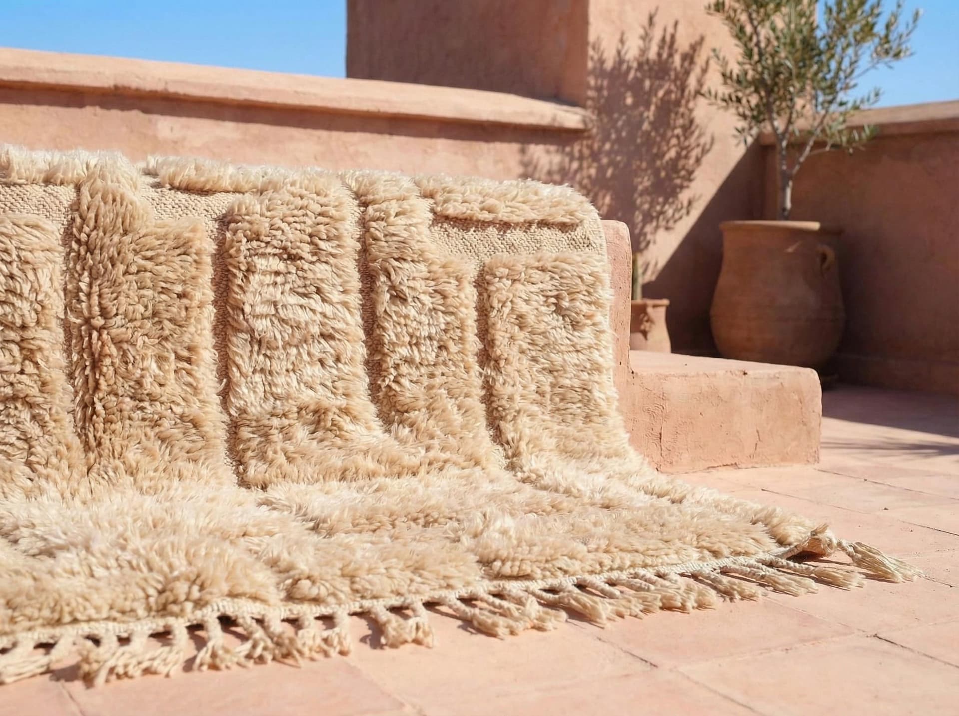 Ivory Sculpted Grid Rug
