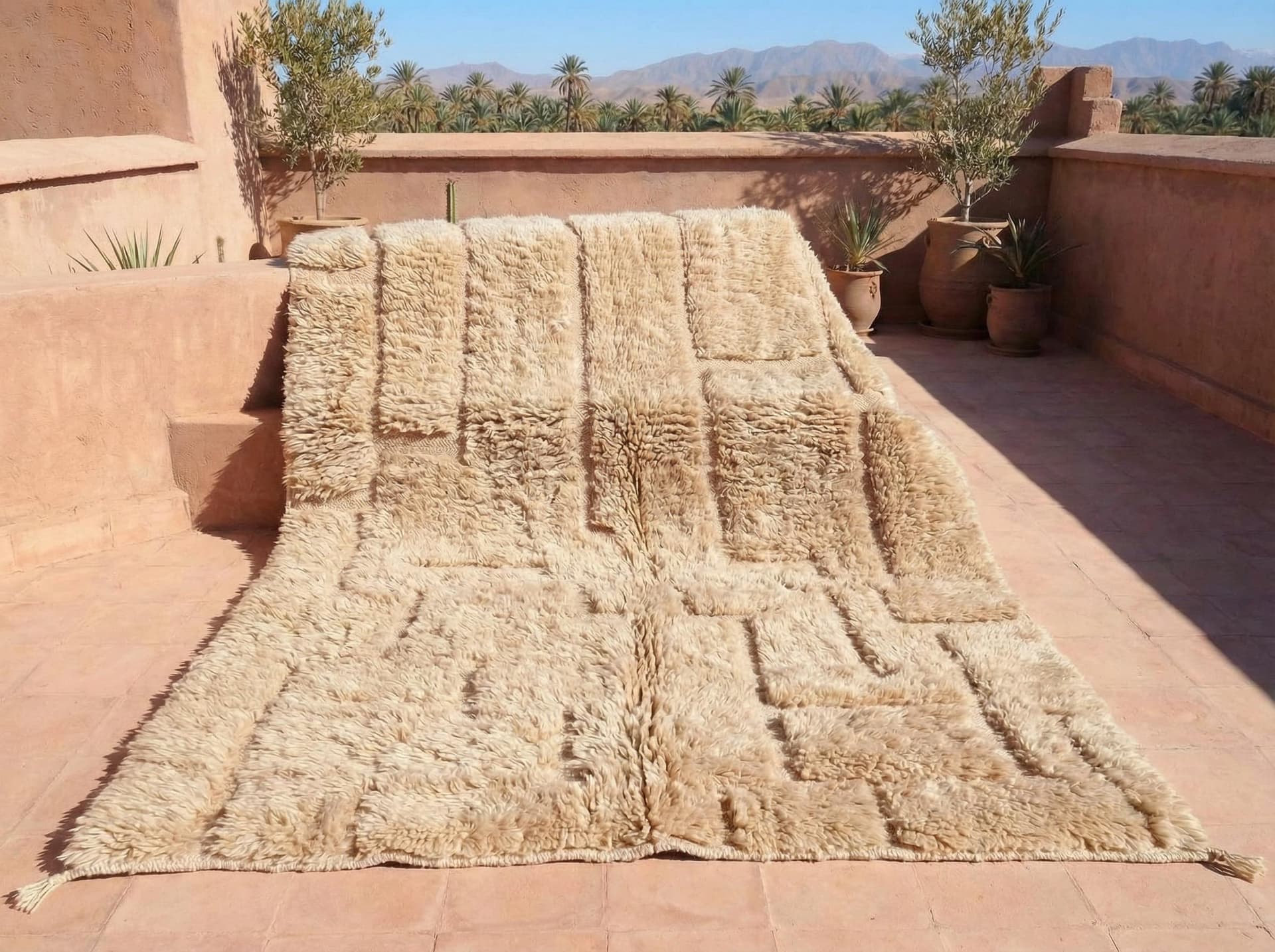 Ivory Sculpted Grid Rug