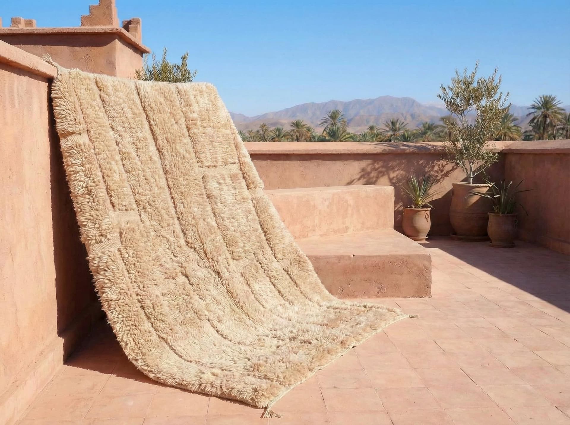 Ivory Sculpted Grid Rug