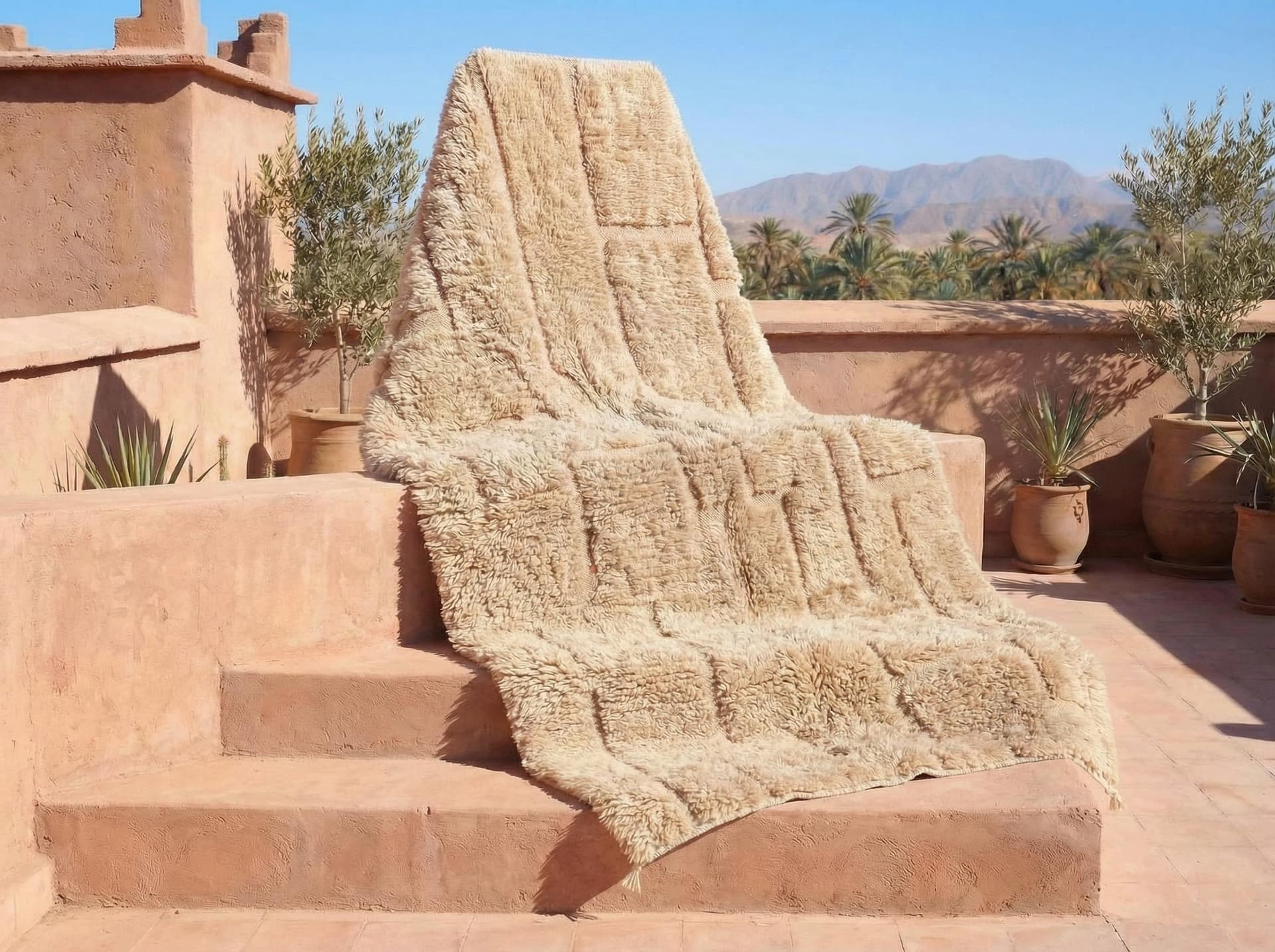 Ivory Sculpted Grid Rug