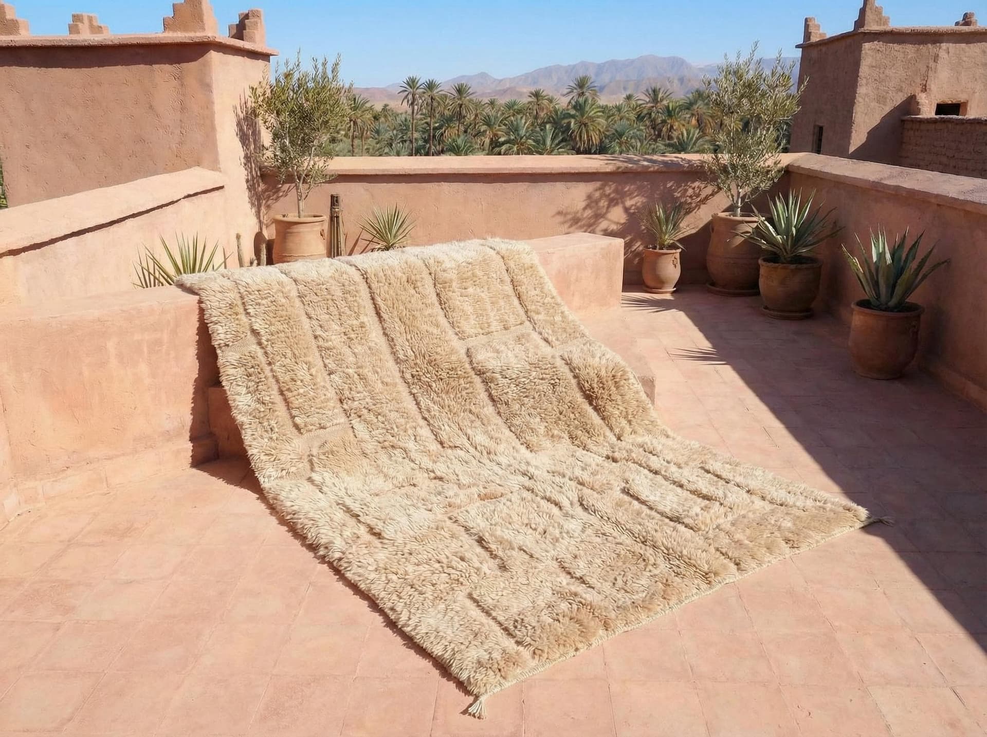 Ivory Sculpted Grid Rug