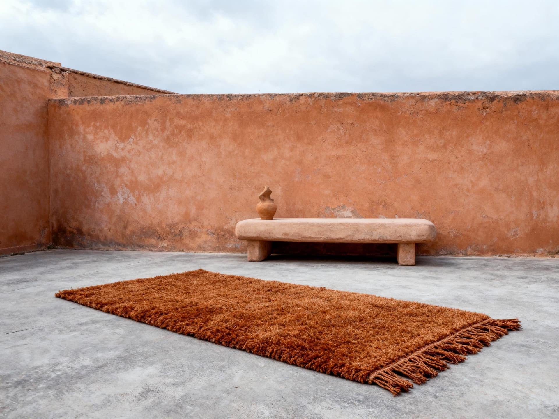 Cognac Solid Shag Rug