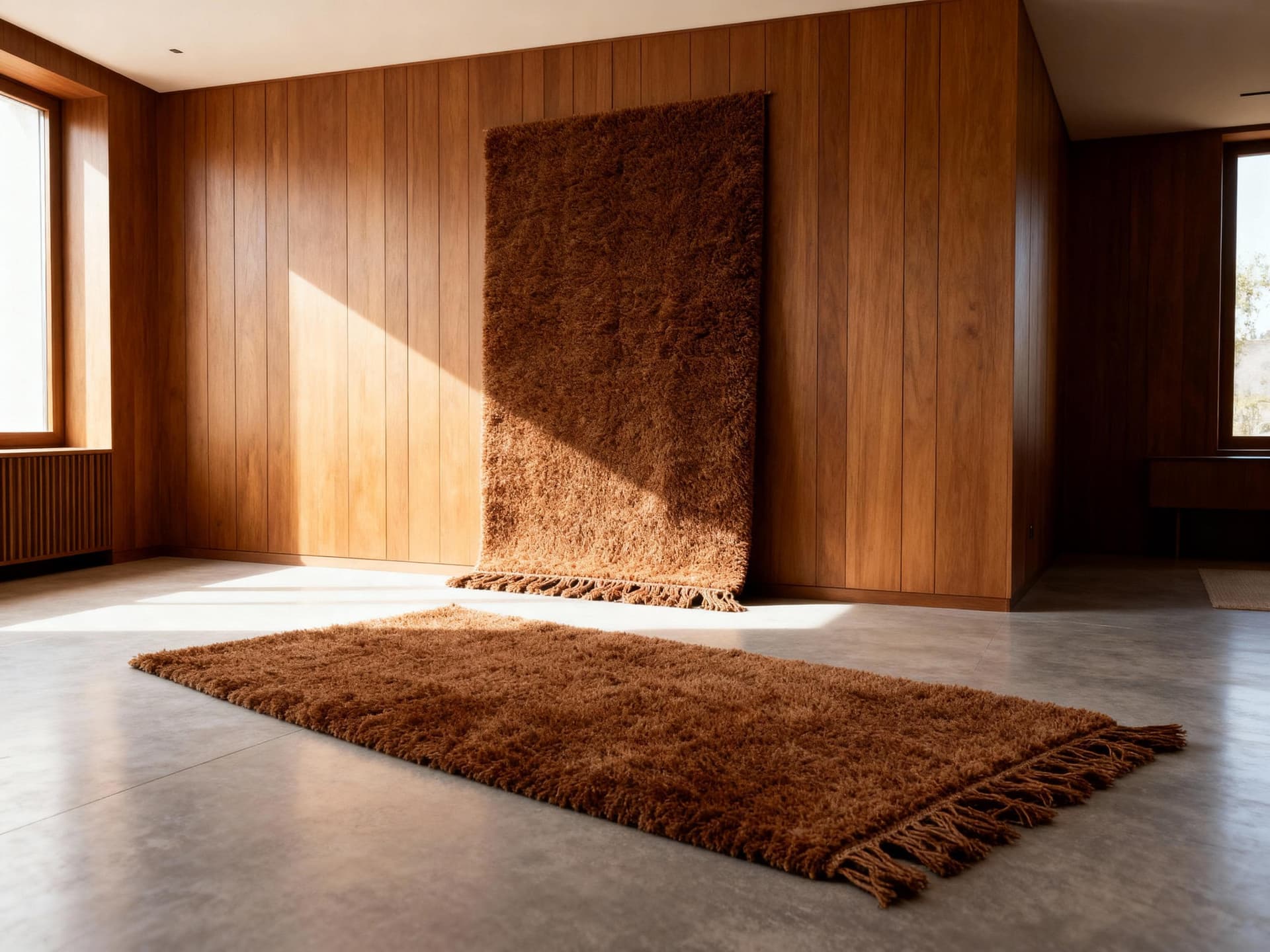 Cognac Solid Shag Rug