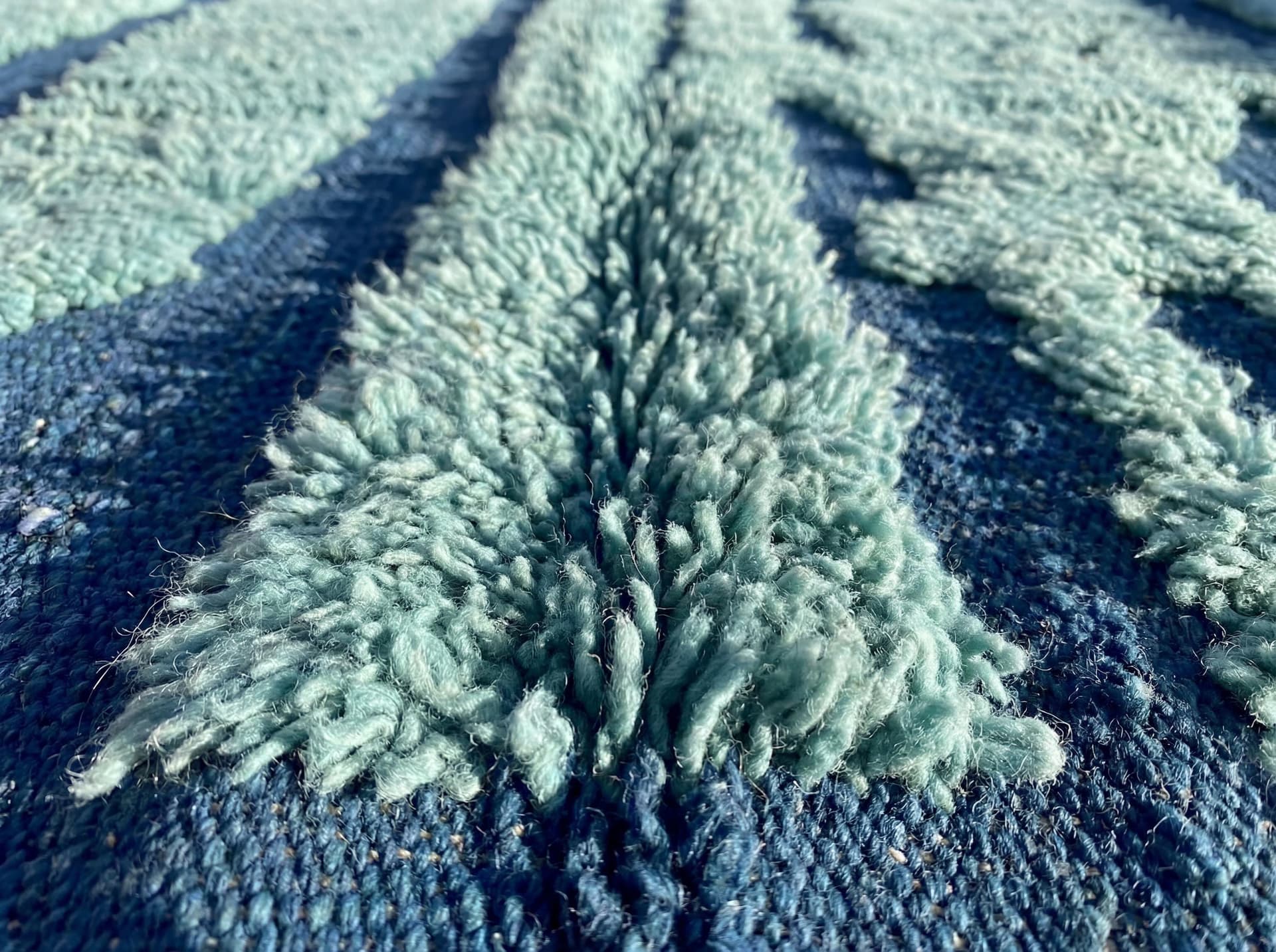 Blue Textured Bohemian Rug – Handmade Custom Moroccan Wool Area Rug