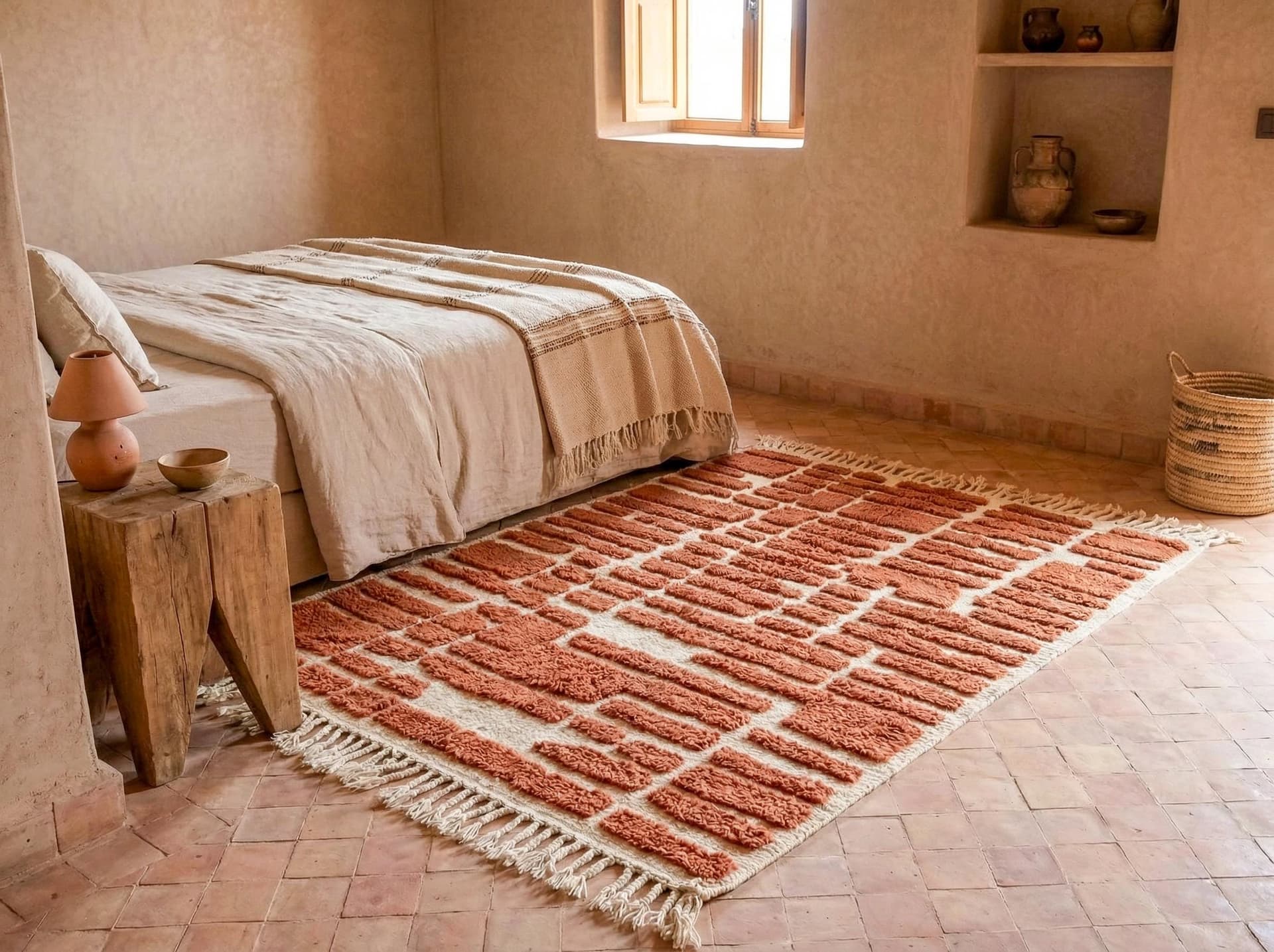 Terracotta Brickwork Shag Rug